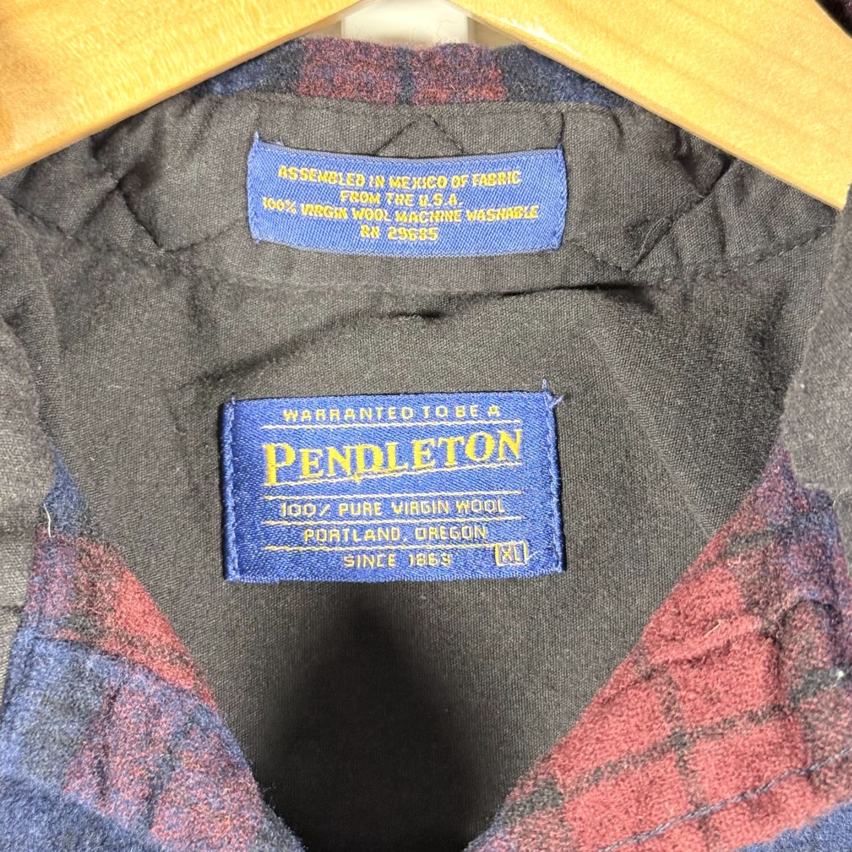 Pendleton VTG Pendleton Shirt Red/Blue Plaid Wool Long Sleeve XL Men Vintage Button-Up, Pendleton, Shirt, Red/Blue, Mens Size US XL / EU 56 / 4 - 2 Thumbnail