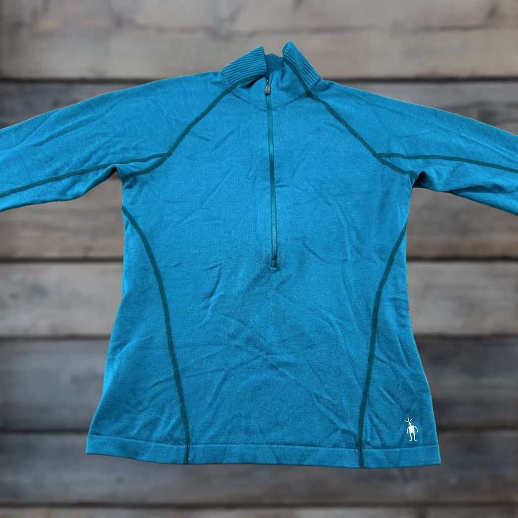Smartwool SmartWool Sweater Womens M Blue Merino Wool 1/4 Zip Pullover Long Sleeve Ribbed Crew Neck All Seasons 90s Womens Pullover M Blue Size M / US 6-8 / IT 42-44 - 1 Thumbnail