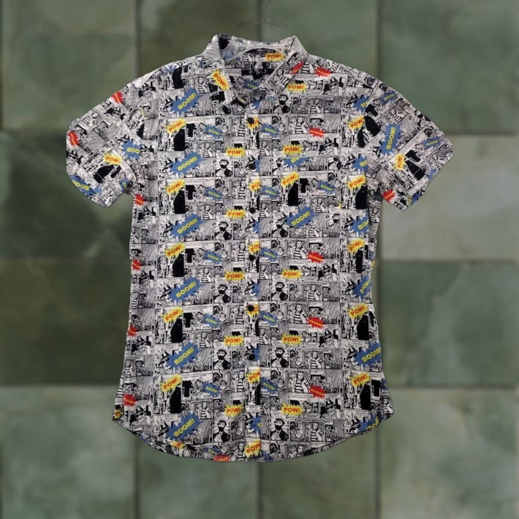 21 Men VINTAGE 21 MEN Shirt Mens Medium White Graphic Tee Comics All Over - 2010s - White Cotton T-Shirt Mens Medium Comics Print All Seasons Regular Fit Size US M / EU 48-50 / 2 - 1 Thumbnail