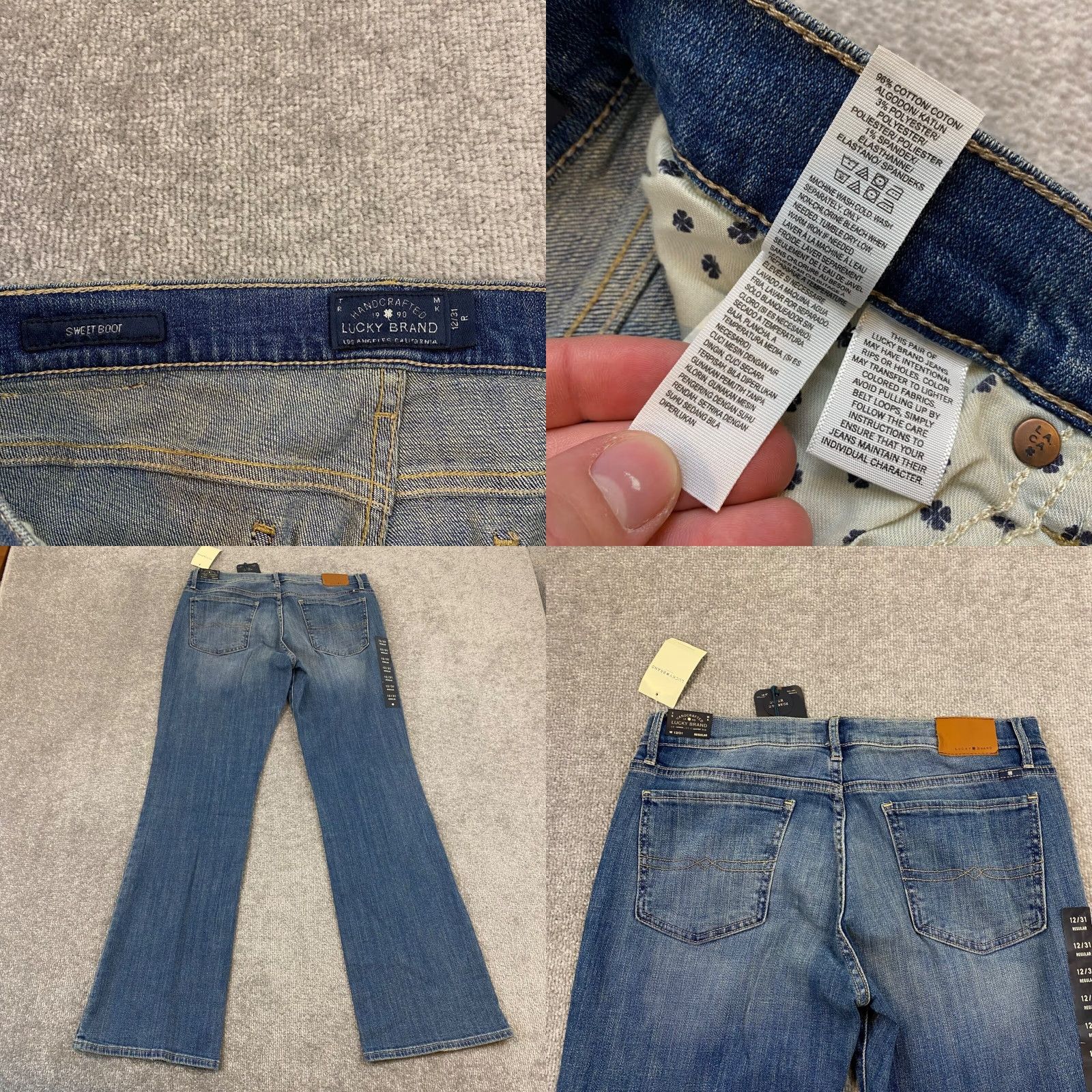 Lucky Brand Lucky Brand Sweet Boot Jeans Womens 12 Blue Wash Denim Stretch Mid-Rise NEW Size 34" / US 12 / IT 48 - 8 Thumbnail