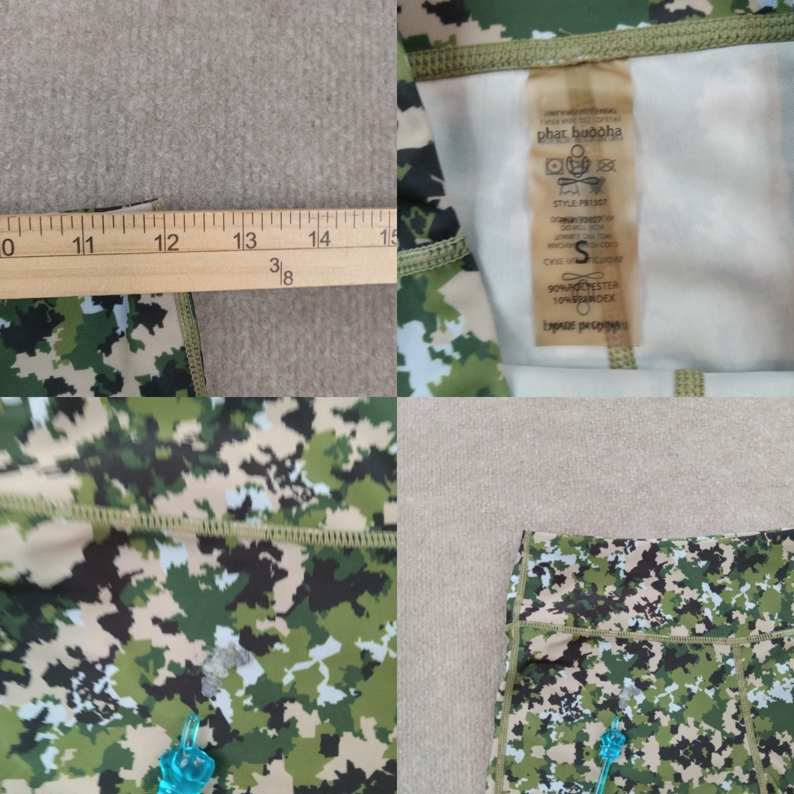Vintage Phat Buddha Green Camo Capri Leggings Womens Small Athletic Stretch Activewear Yoga Pants Size 24" / US 00 / IT 34 - 8 Thumbnail