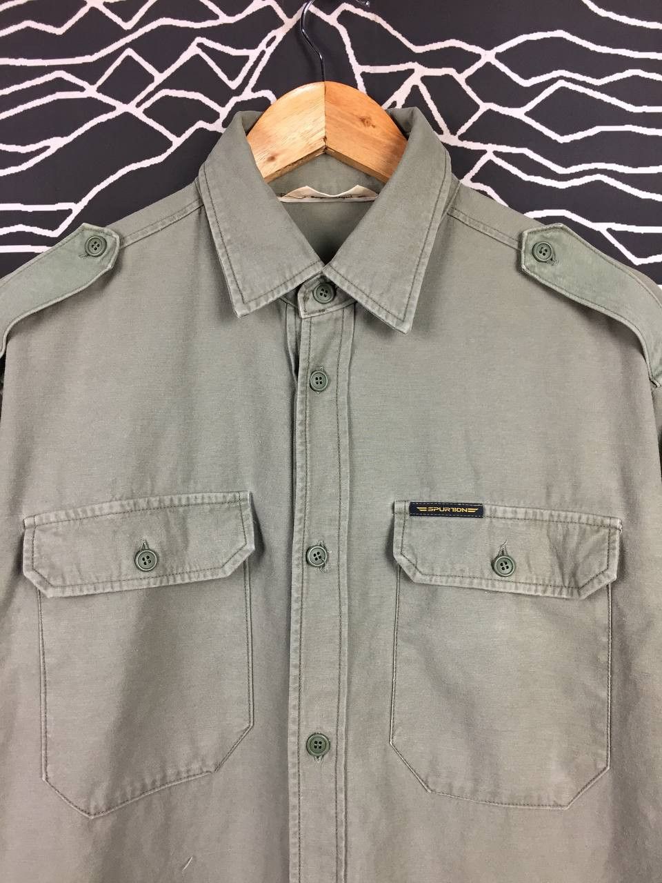 Japanese Brand Vtg Spurtion Olive Green Military Workwear Shirt Size US XL / EU 56 / 4 - 3 Thumbnail