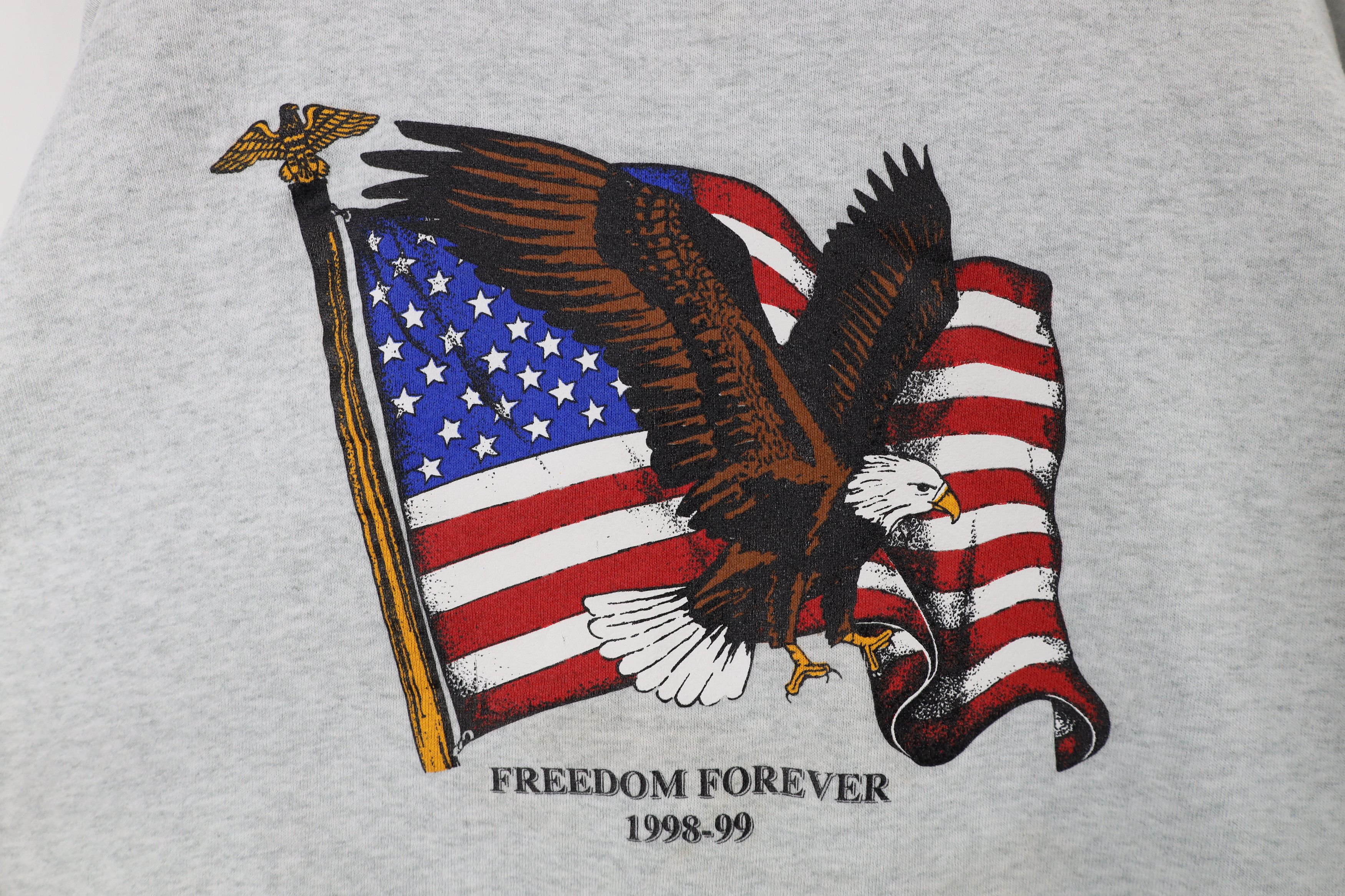 Vintage Vintage 90s Streetwear Flag Eagle Freedom Forever Sweatshirt Size US XXL / EU 58 / 5 - 4 Thumbnail