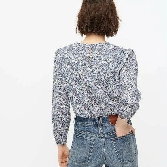 J.Crew J Crew Liberty Fabric Floral Blouse XS Long Sleeve Shirt Blu Size XS / US 0-2 / IT 36-38 - 9 Thumbnail