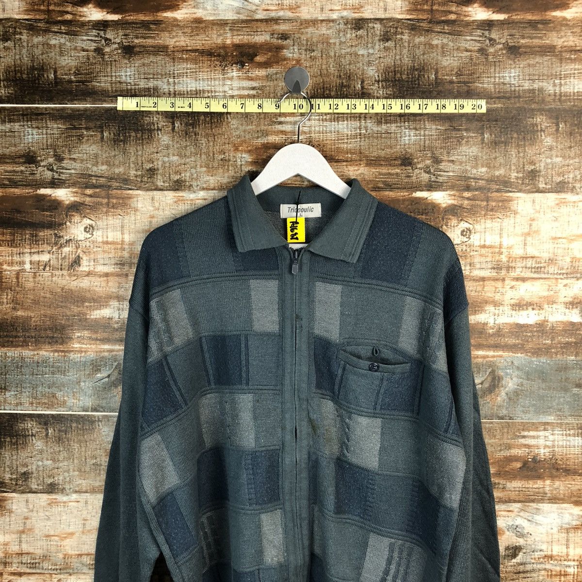 Homespun Knitwear TricoOulic Grey checkered Knitwear collar vintage #A1687 Size US L / EU 52-54 / 3 - 2 Thumbnail