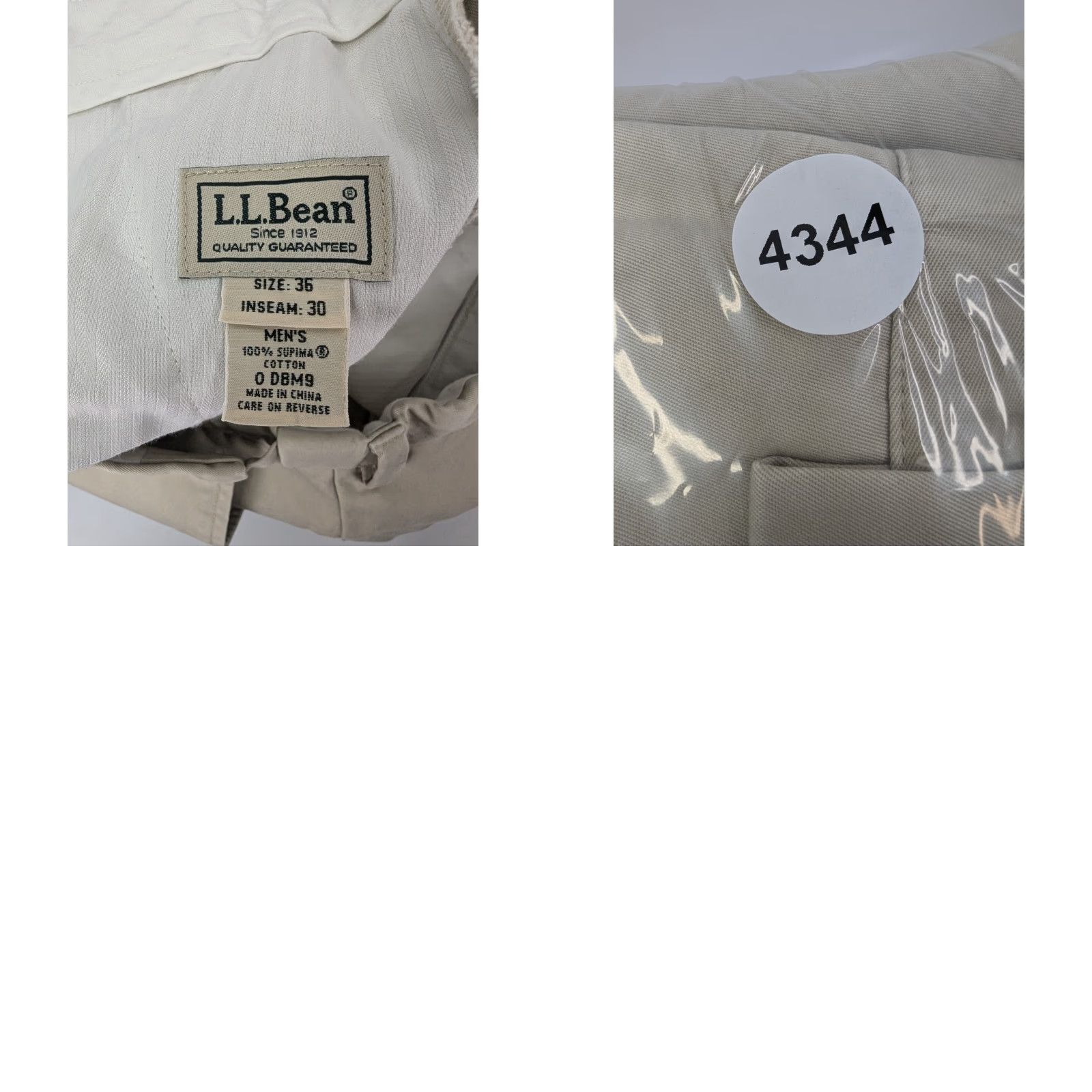 Vintage LL Bean Khakis Flat Front Men's 36x30 Beige 100% Supima Cotton Trousers 0DBM9 Size US 36 / EU 52 - 9 Thumbnail