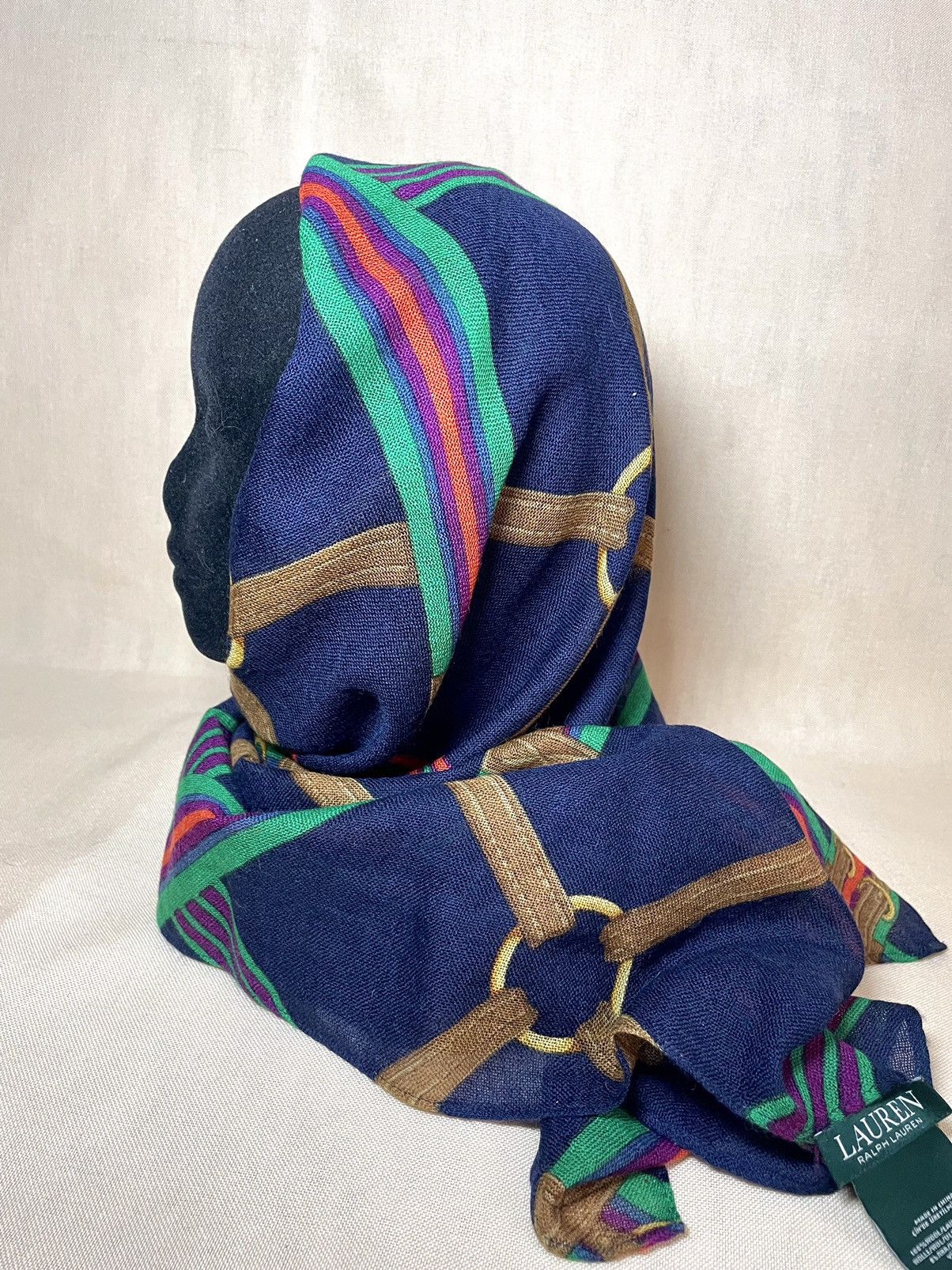 Lauren Ralph Lauren × Ralph Lauren Lauren Ralph Lauren chains navy wool scarf Size ONE SIZE - 9 Thumbnail