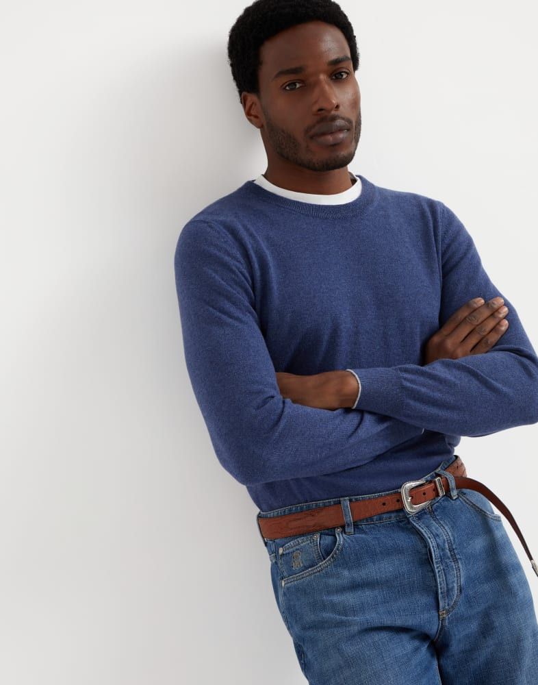 Brunello Cucinelli o1w1db10825 Cashmere Sweater in Blue Size US L / EU 52-54 / 3 - 3 Thumbnail