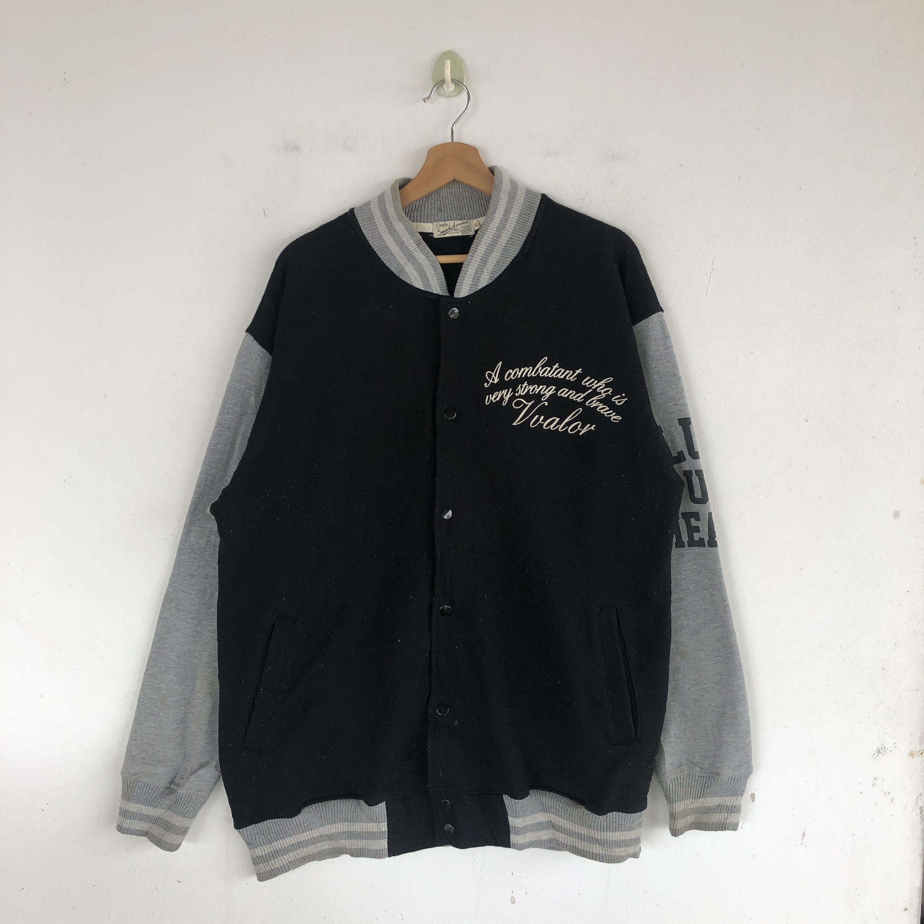 Japanese Brand × Vintage Vintage Y2K Japanese Humor Varsity Sweater Button Sweatshirt Size US L / EU 52-54 / 3 - 2 Thumbnail