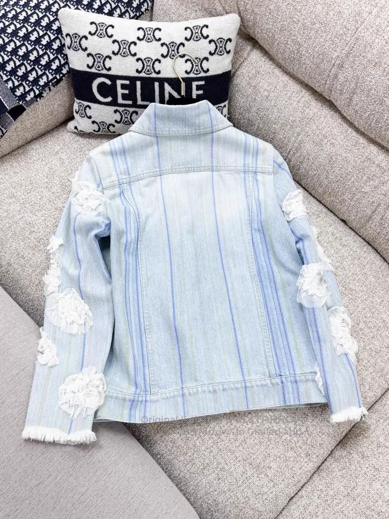 Chanel Chanel Blue vertical striped camellia denim jacket Size XS / US 0-2 / IT 36-38 - 4 Thumbnail