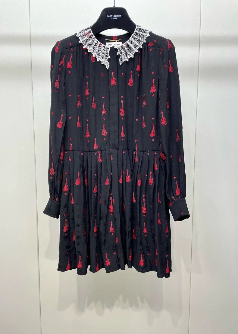 Saint Laurent Paris Saint Laurent Paris size 34 Lace doll collar dress Size M / US 6-8 / IT 42-44 - 1 Thumbnail