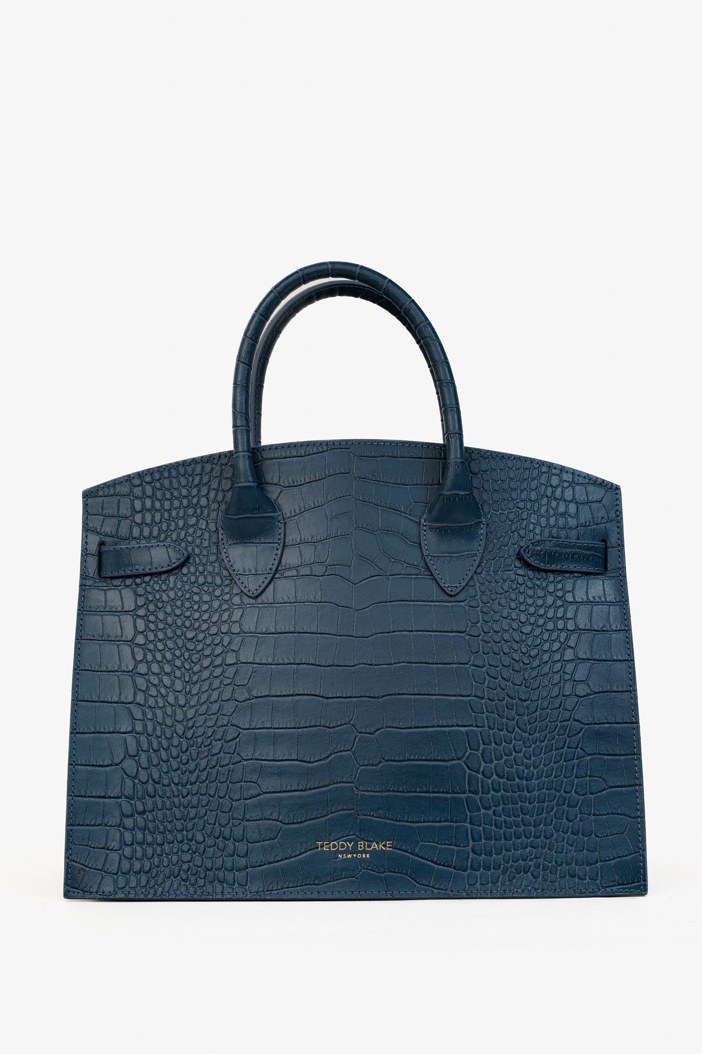 Designer Teddy Blake Kate Croco 12" Blue Leather Tote Size ONE SIZE - 1 Thumbnail