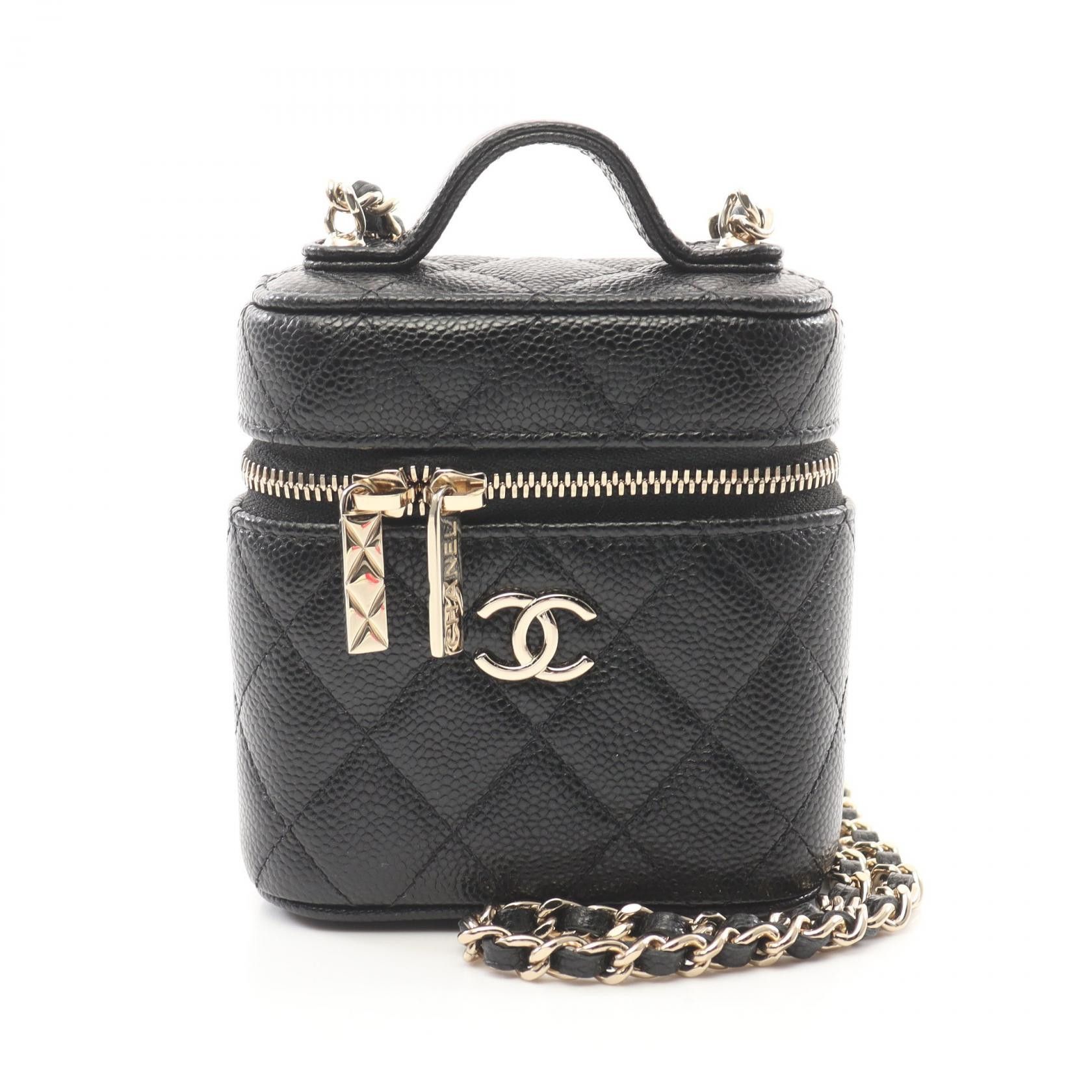 Chanel Chanel Matelasse Small Vanity Case Leather 2Way Shoulder Bag Leather Vanity Bag Ap2503 in Black, Women's