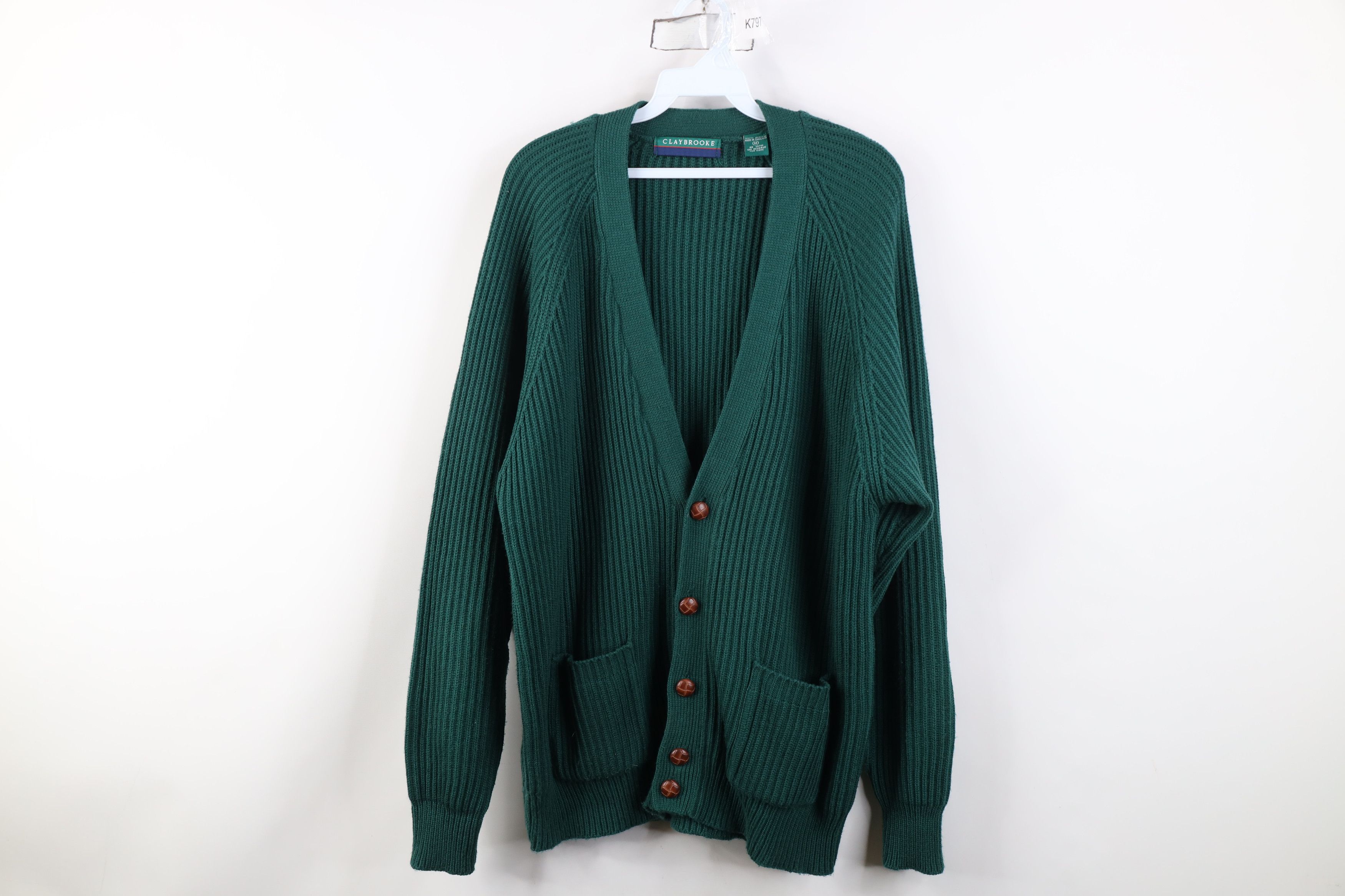 Vintage Vintage 90s Streetwear Heavy Chunky Ribbed Cardigan Sweater Size US M / EU 48-50 / 2 - 1 Thumbnail