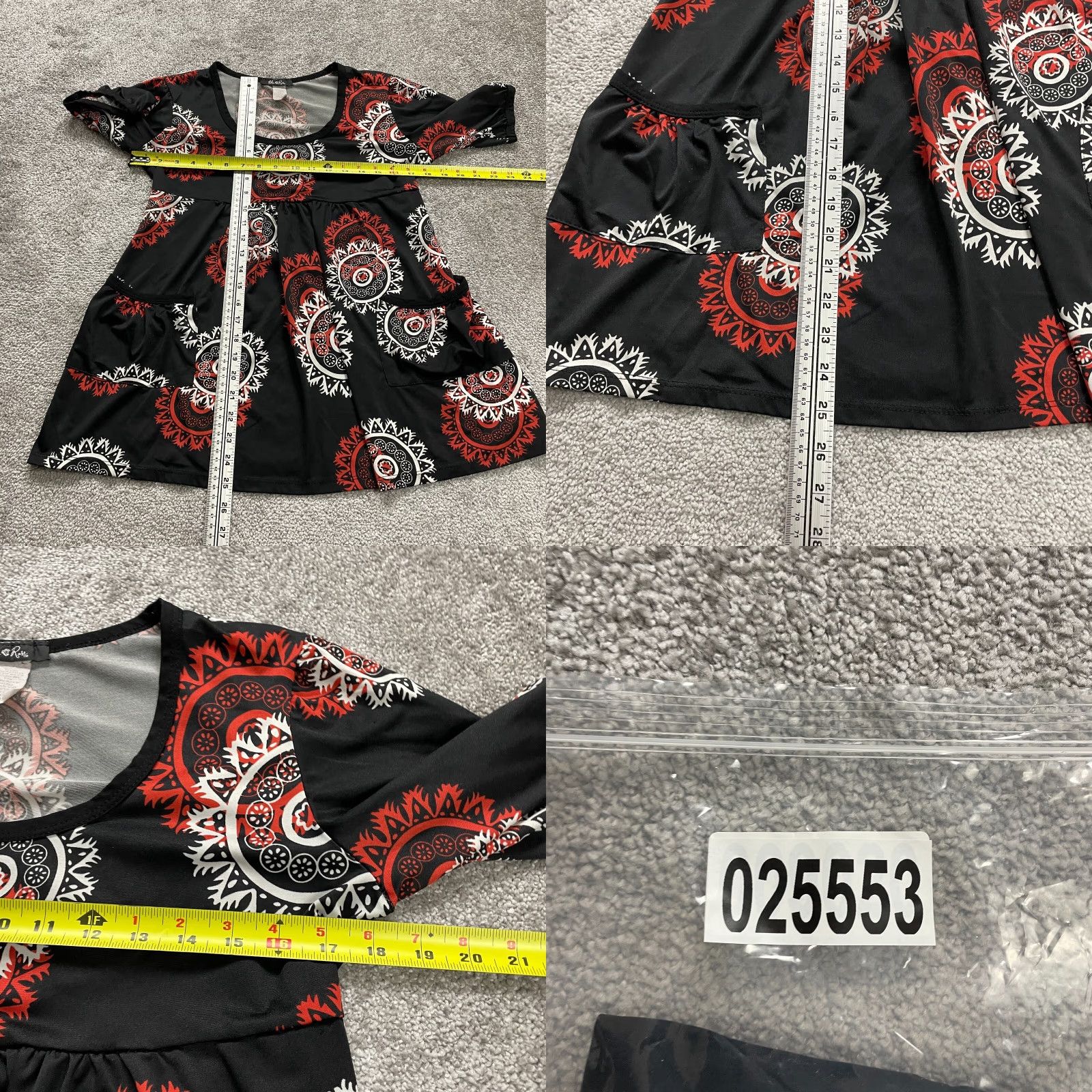 Vintage Urban Rose Blouse Shirt Juniors XL Black Geometric Short Sleeve Belted Scoop Neck Tunic Style Womens Size XL / US 12-14 / IT 48-50 - 8 Thumbnail