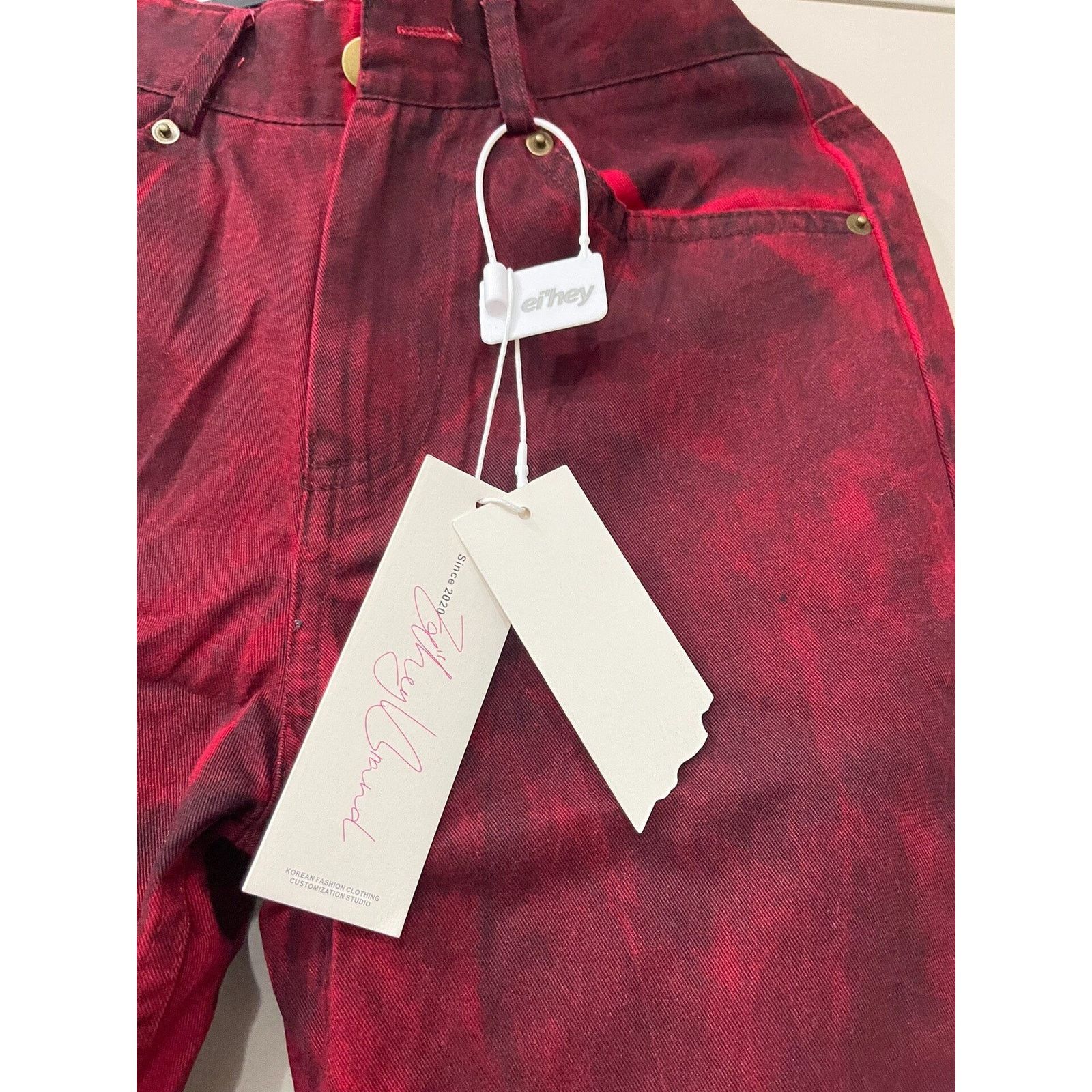 If Six Was Nine Vintage Faded Wash Baggy Red Boocut Denim Jeans Pant size 25 Size 25" / US 0 / IT 36 - 2 Thumbnail