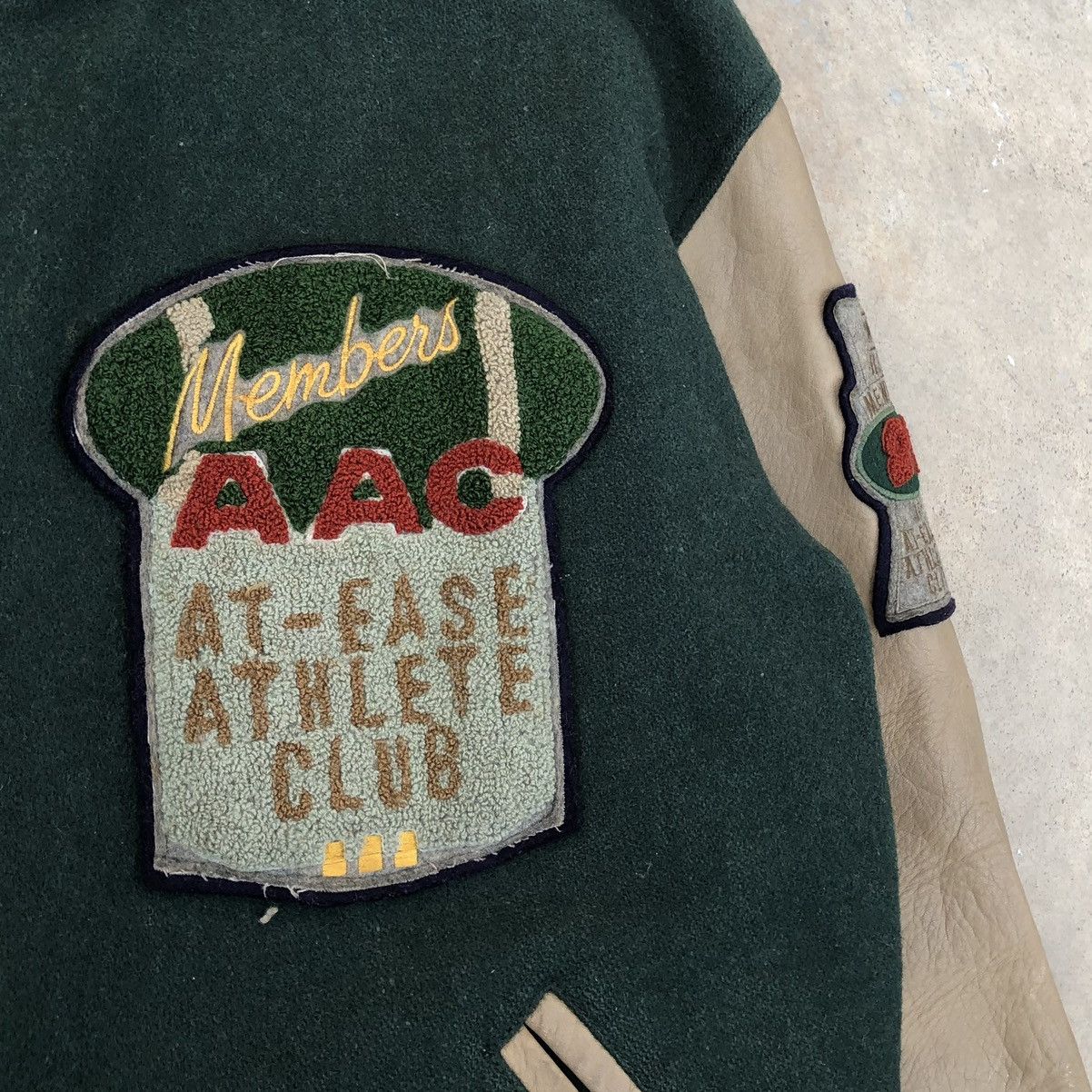 Japanese Brand Vintage at-ease Letterman Wool Leather Varsity Bomber Jacket Size US M / EU 48-50 / 2 - 6 Thumbnail