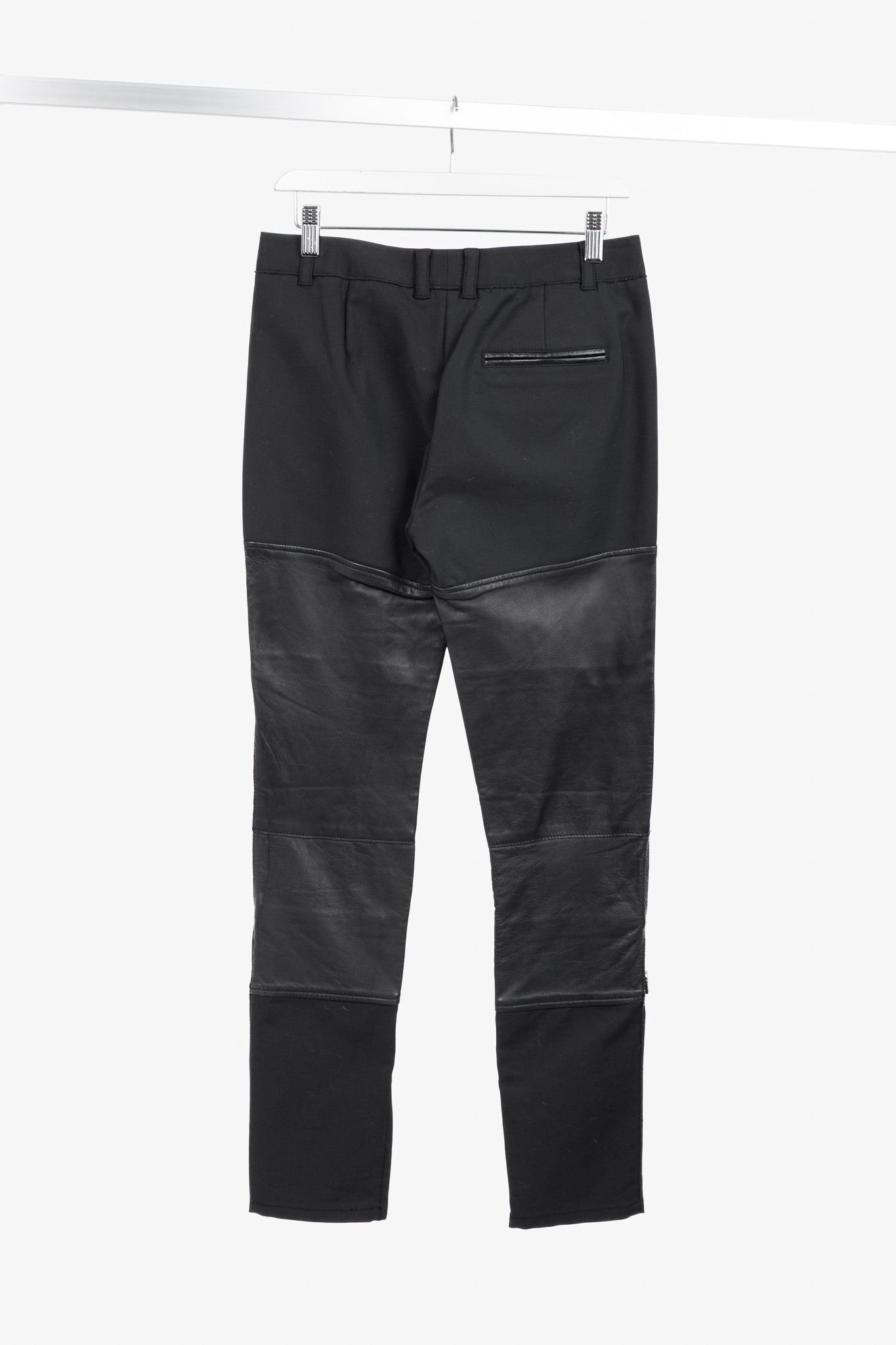 3.1 Phillip Lim 3.1 Phillip Lim PF13 Black Cotton Leather-Trim Skinny Pants Size 26" / US 2 / IT 38 - 2 Thumbnail