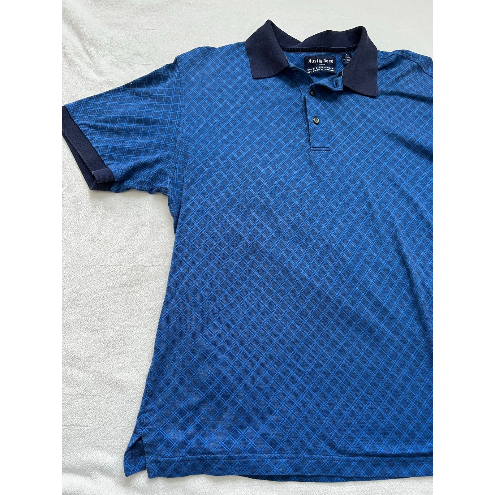 Austin Reed Austin Reed London Diamond Pattern 100% Cotton Polo Large Size US L / EU 52-54 / 3 - 4 Thumbnail