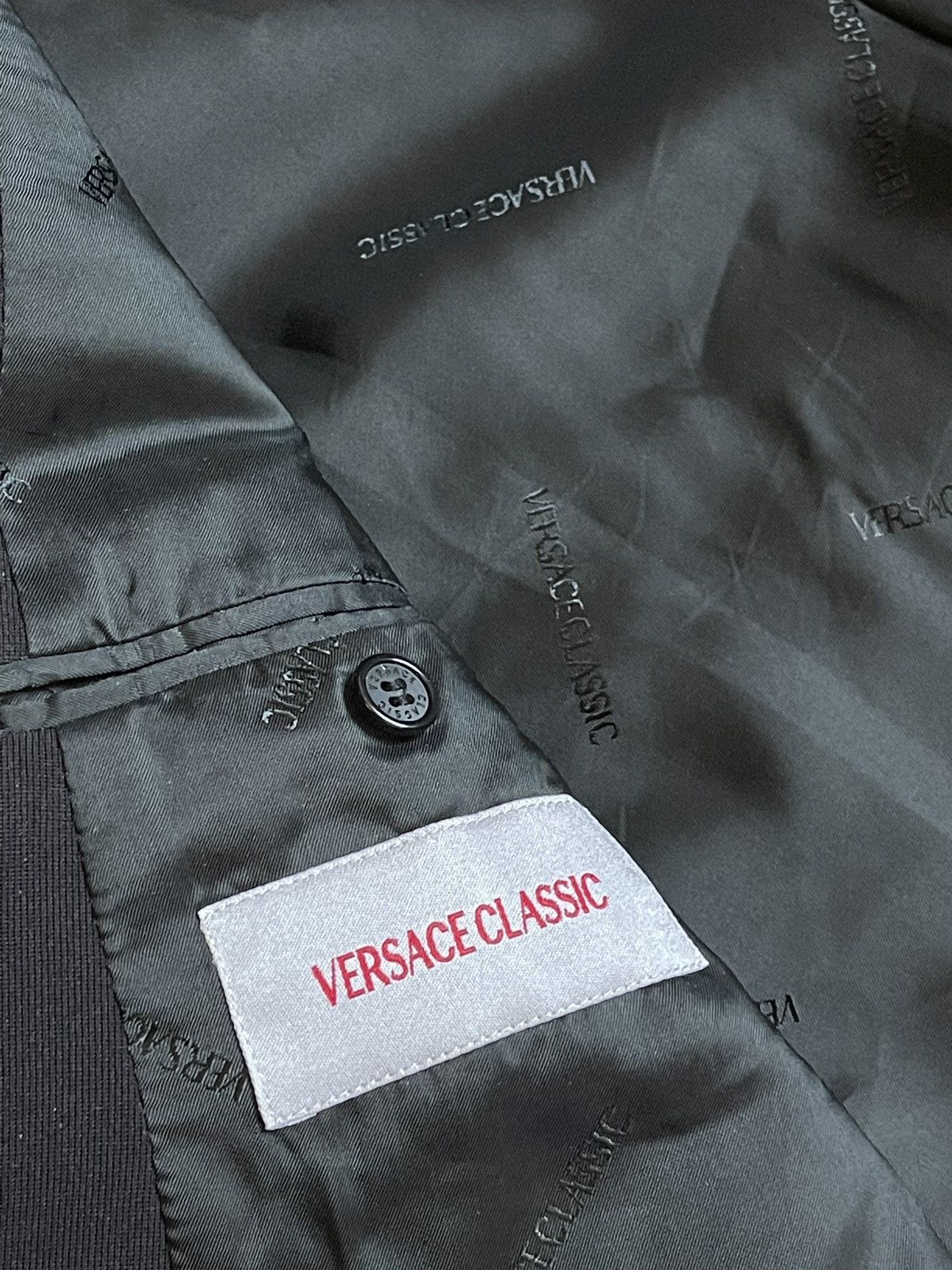 Versace × Vintage 90’s Versace classic black suit vintage Size 50R - 14 Thumbnail