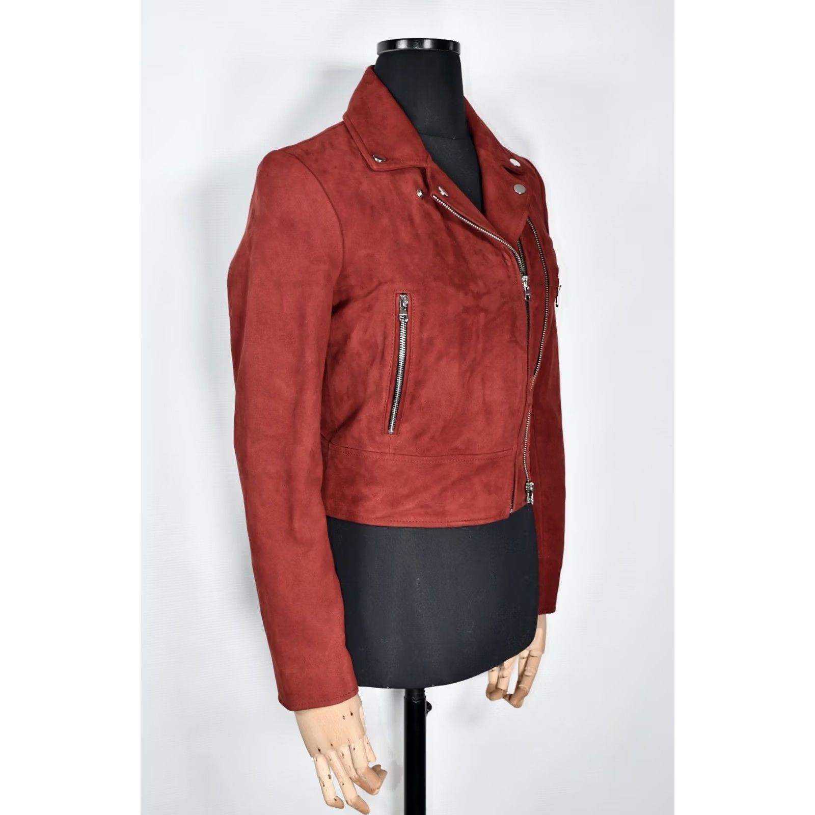 Sandro Sandro Paris Biker Real Leather Jacket Women's Burgundy US 4 / 4 Burgundy Leather Jacket Women Biker Size S / US 4 / IT 40 - 4 Thumbnail