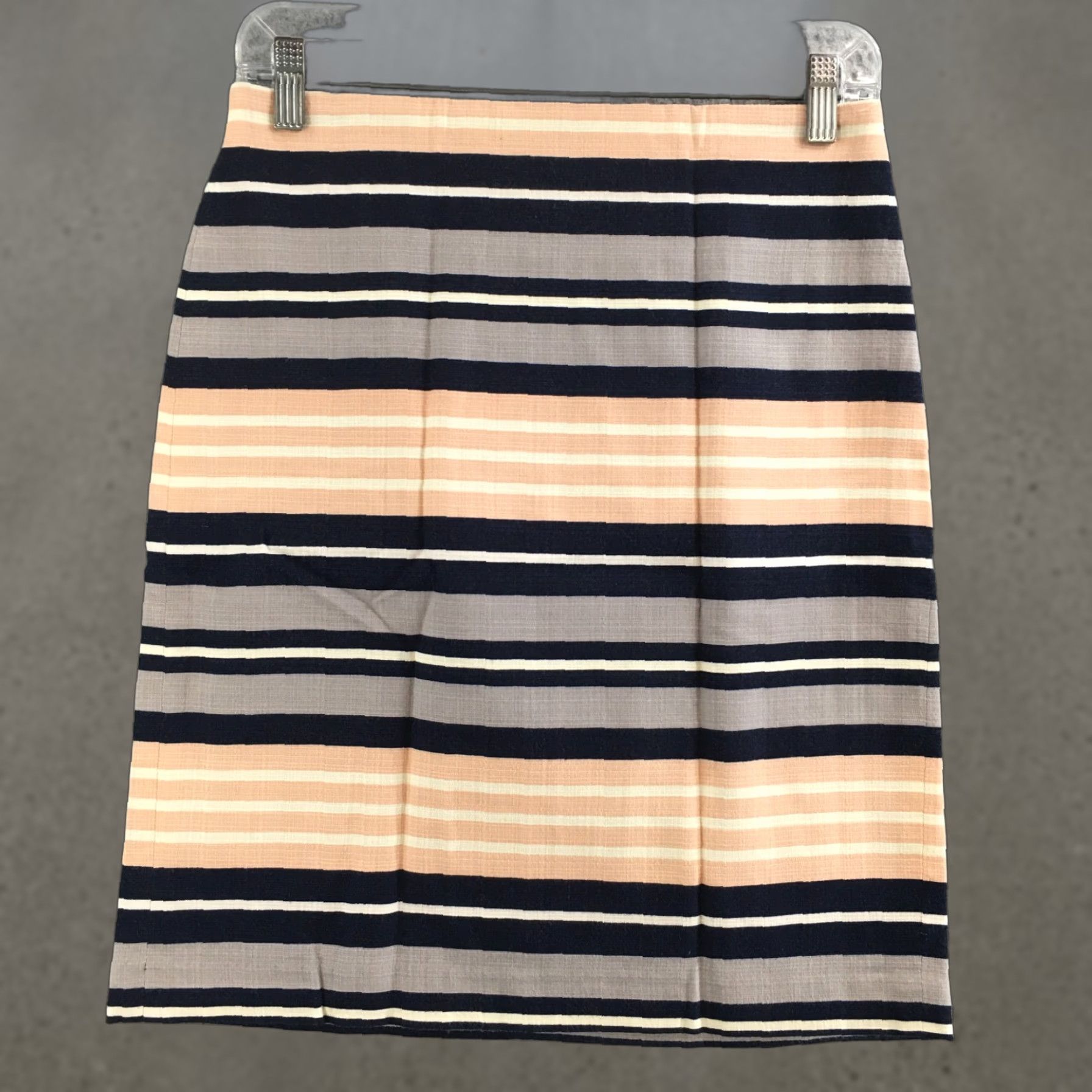 Ann Taylor Ann Taylor Skirt Womens 2 Straight 7 Pencil Cotton Blend Multicolor Striped Knee Length Zipper Lined Casual Business Size 26" / US 2 / IT 38 - 1 Thumbnail