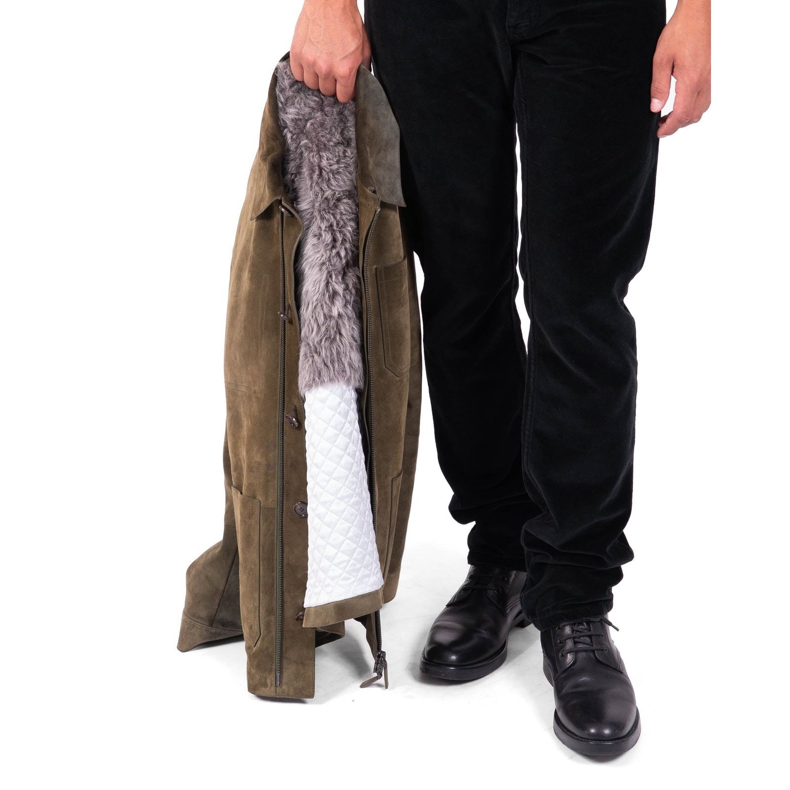 Berluti FW18 Oversized Fur Lined Jacket in Khaki Suede Size US S / EU 44-46 / 1 - 7 Thumbnail