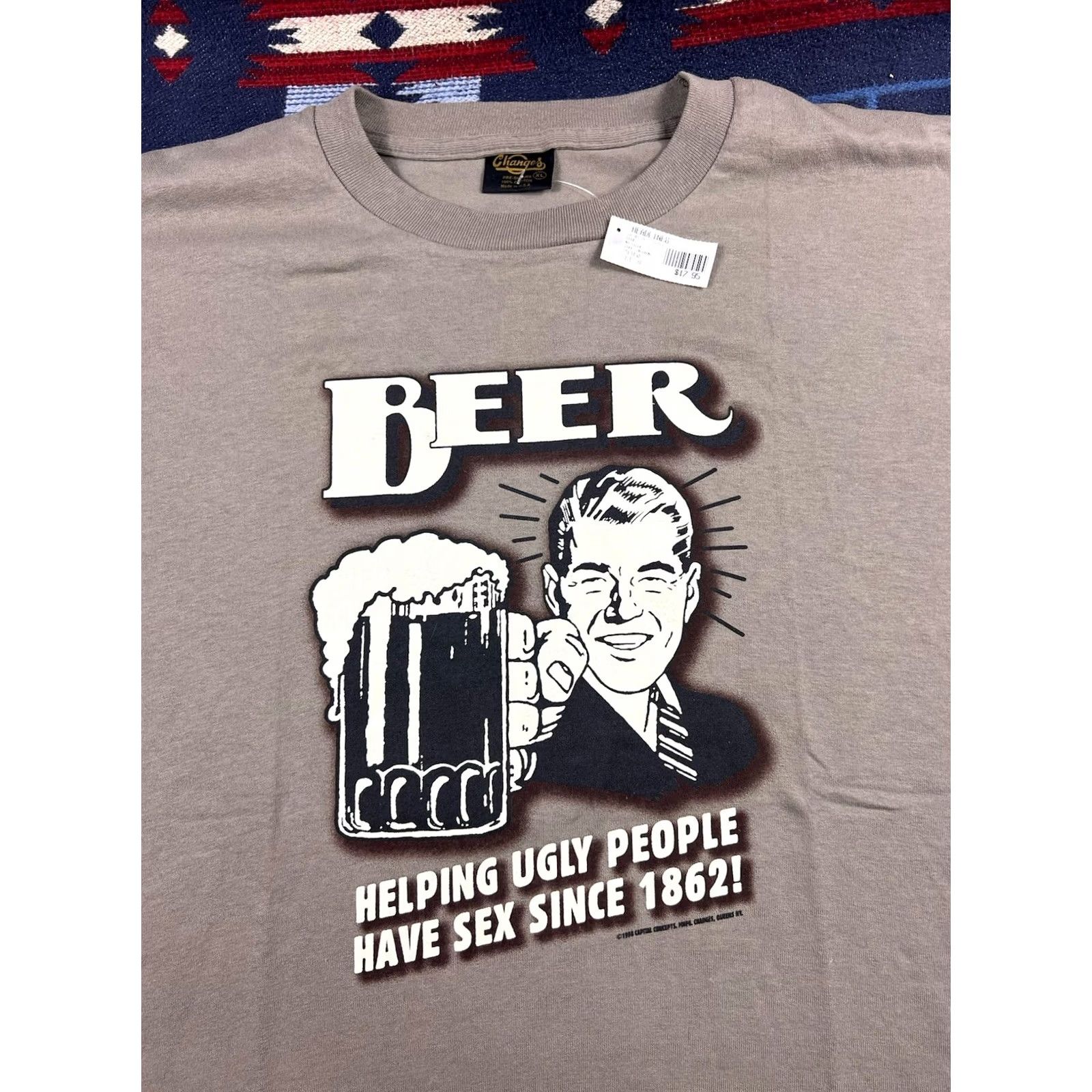 Vintage VINTAGE 90s Beer Helping Ugly People Have Sex Shirt Mens XL Single Stitch USA Shirt Size US XL / EU 56 / 4 - 2 Thumbnail
