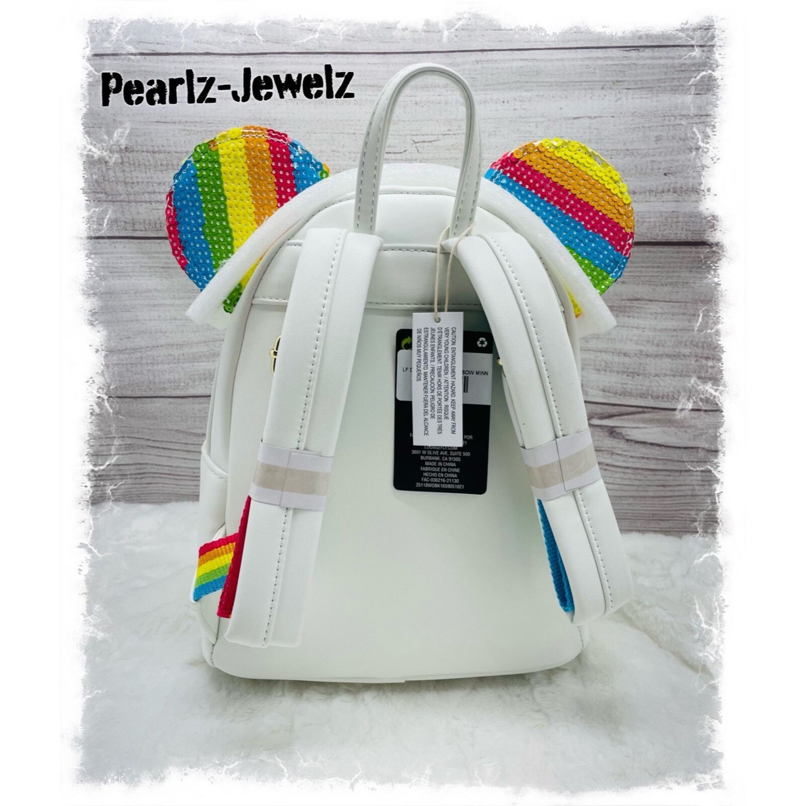 Disney Loungefly Disney Minnie Mouse Sequin White Rainbow Mini Back Size ONE SIZE - 3 Thumbnail