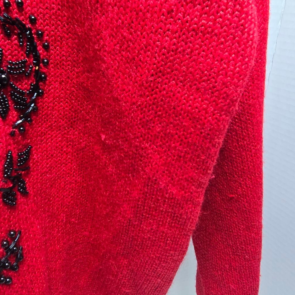 The Unbranded Brand Women's Dana Scott Red & Black Beaded Cardigan Sweater M Size M / US 6-8 / IT 42-44 - 8 Thumbnail