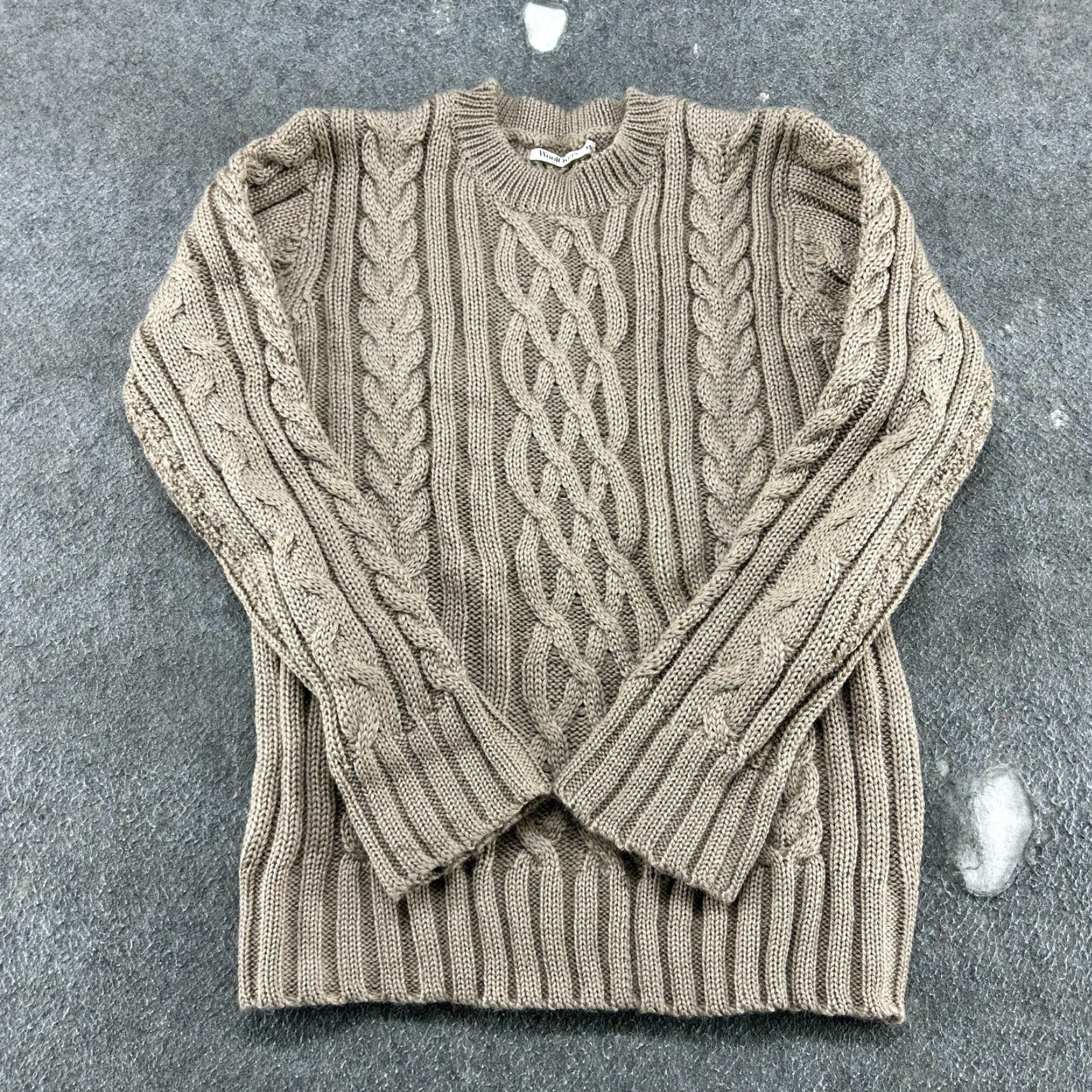 Vintage VINTAGE Woolovers Sweater Womens XS Brown Pullover Wool Crew Neck Fisherman Cable Knit 90s Autumn Winter Spring Casual Womens Pullover Size XS / US 0-2 / IT 36-38 - 2 Thumbnail