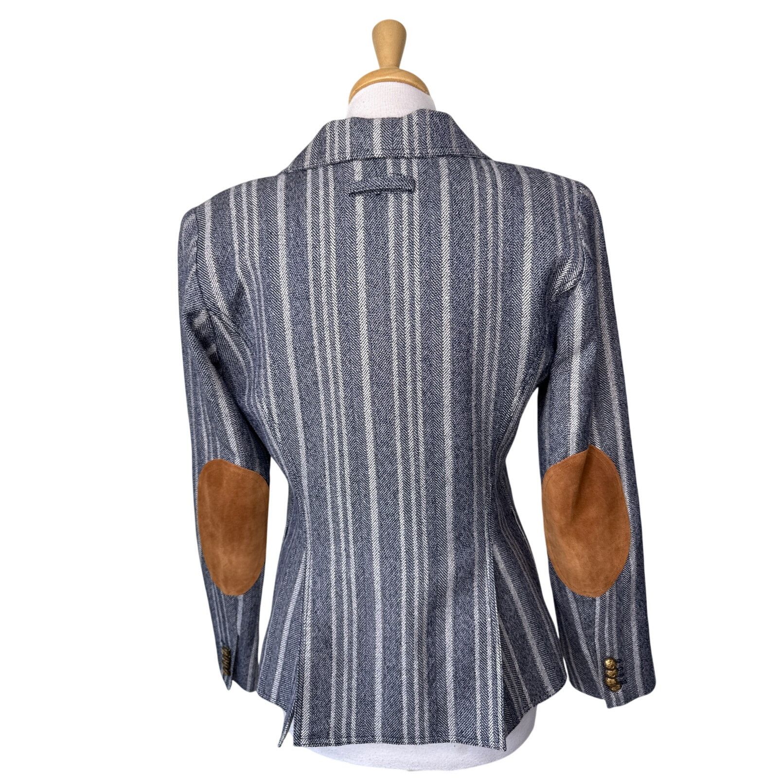 SMYTHE SMYTHE Duchess Tweed Wool Striped Single Button Blazer Size M / US 6-8 / IT 42-44 - 3 Thumbnail
