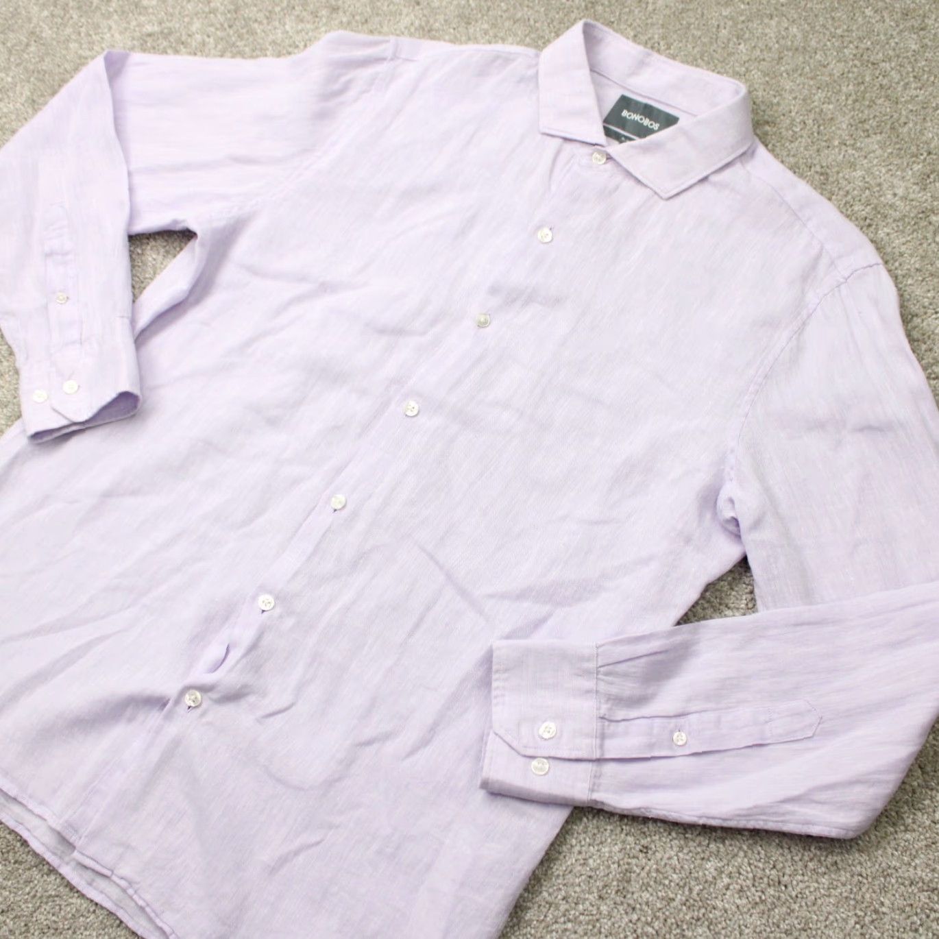 Bonobos Bonobos Shirt Mens Large Pink Slim Fit Linen/Cotton Long Sleeve Cutaway Collar Size US L / EU 52-54 / 3 - 4 Thumbnail