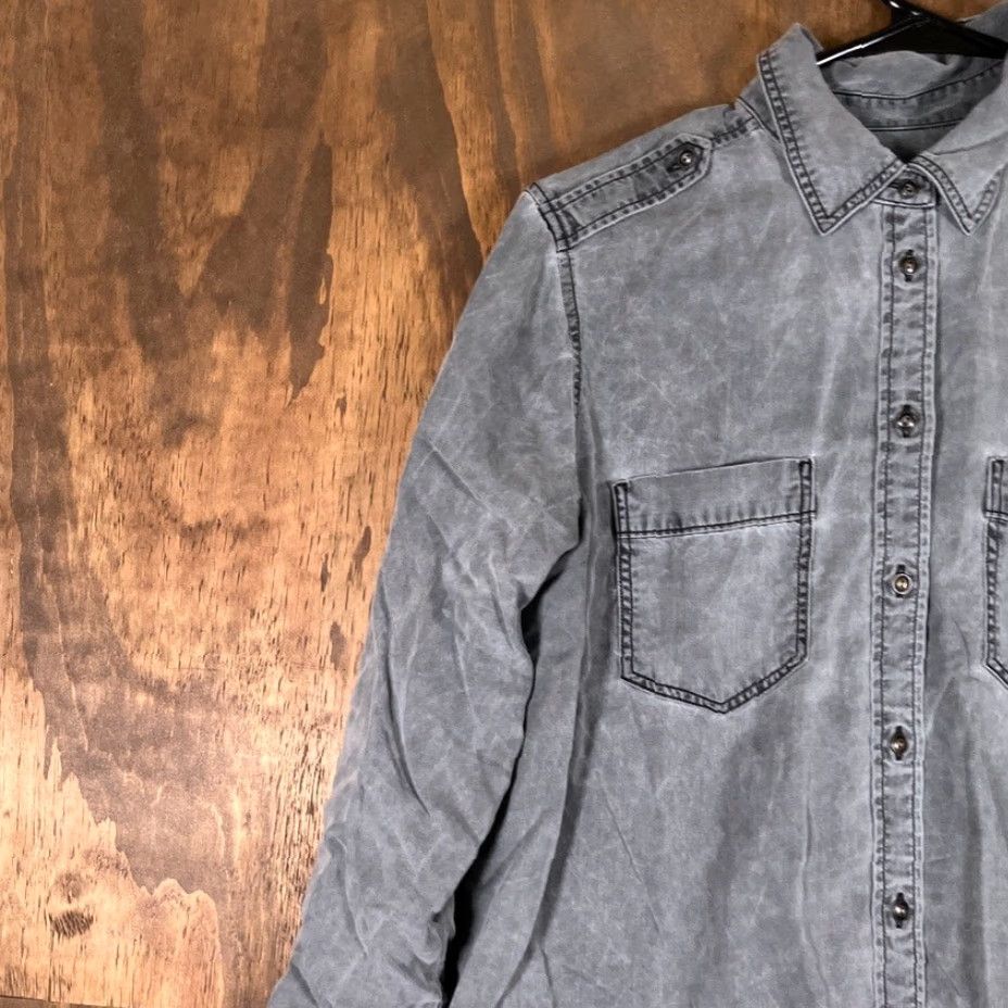 Express Express Womens Shirt Gray Button-Down Roll Tab Sleeve Small Size S / US 4 / IT 40 - 4 Thumbnail