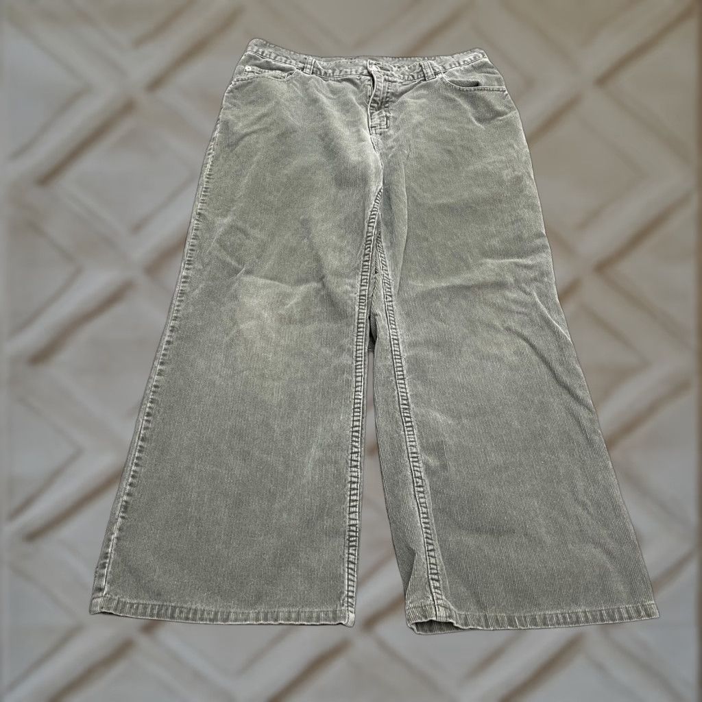 Lands' End Lands' End Pants Women 16 Green Corduroy Ankle Straight Leg Cotton Casual 32x26 Pockets Machine Washable Size 38" / US 16 / IT 52 - 1 Thumbnail