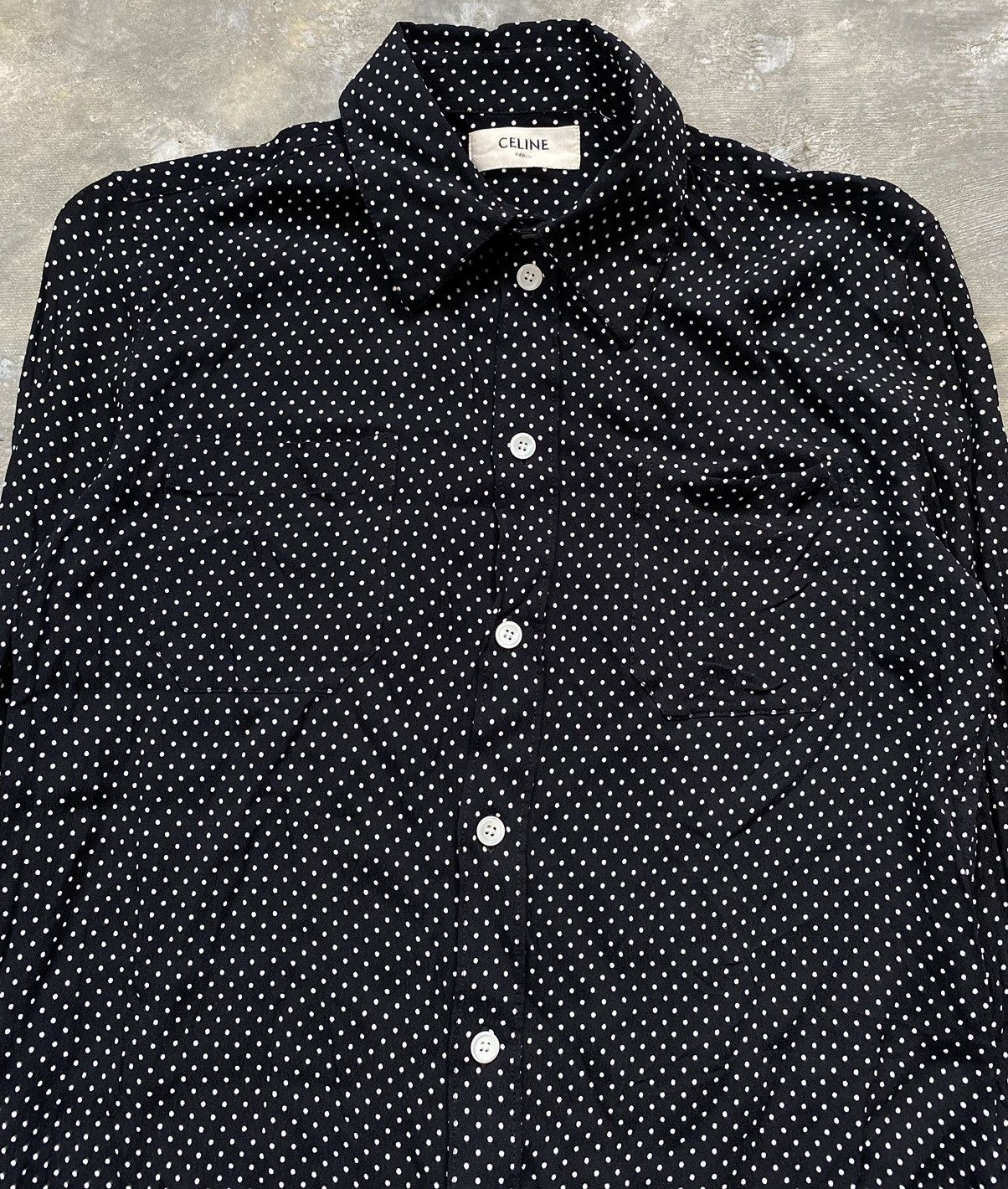 Celine × Hedi Slimane Celine Viscose Polka-dots Shirt Size XXS / US 00 / IT 34 - 2 Thumbnail