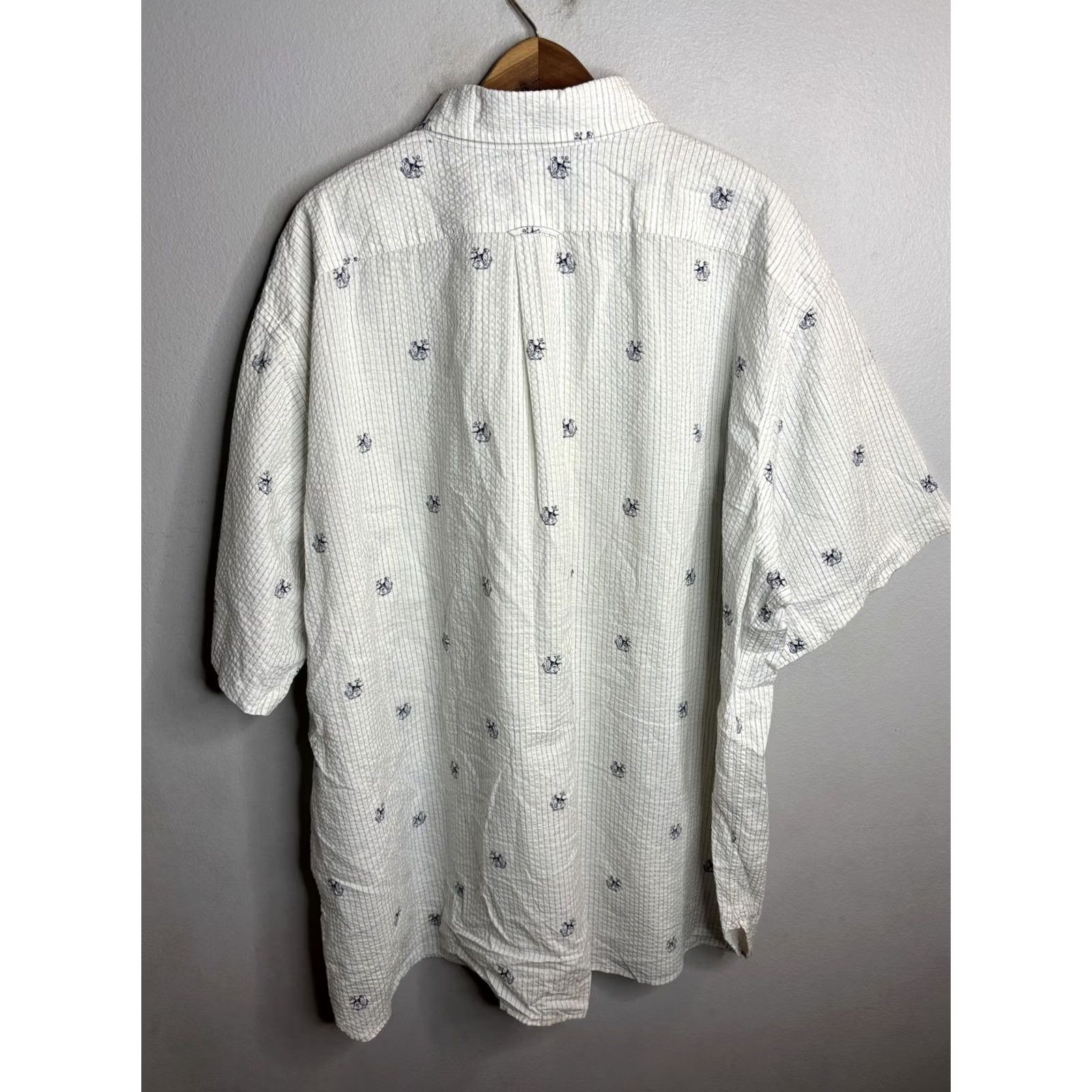 Ralph Lauren Ralph Lauren Seersucker Shirt Mens 2XL White Striped Anchor Nautical Embroidered Button-Up Short Sleeve Size US XXL / EU 58 / 5 - 6 Thumbnail