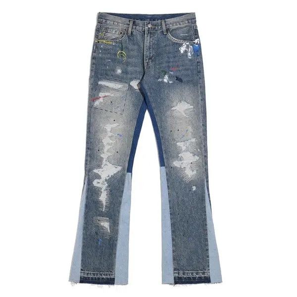 Japanese Brand × Jean Blue Speckle ink Destroyed Flared Jean Size US 33 - 4 Thumbnail
