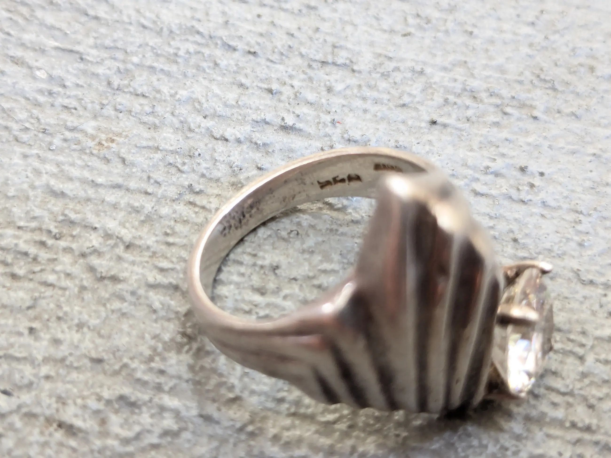 Jewelry × Vintage Sterling Silver Ring CZ Clear Round 7 Mexico Taxco Modern Size ONE SIZE - 12 Thumbnail