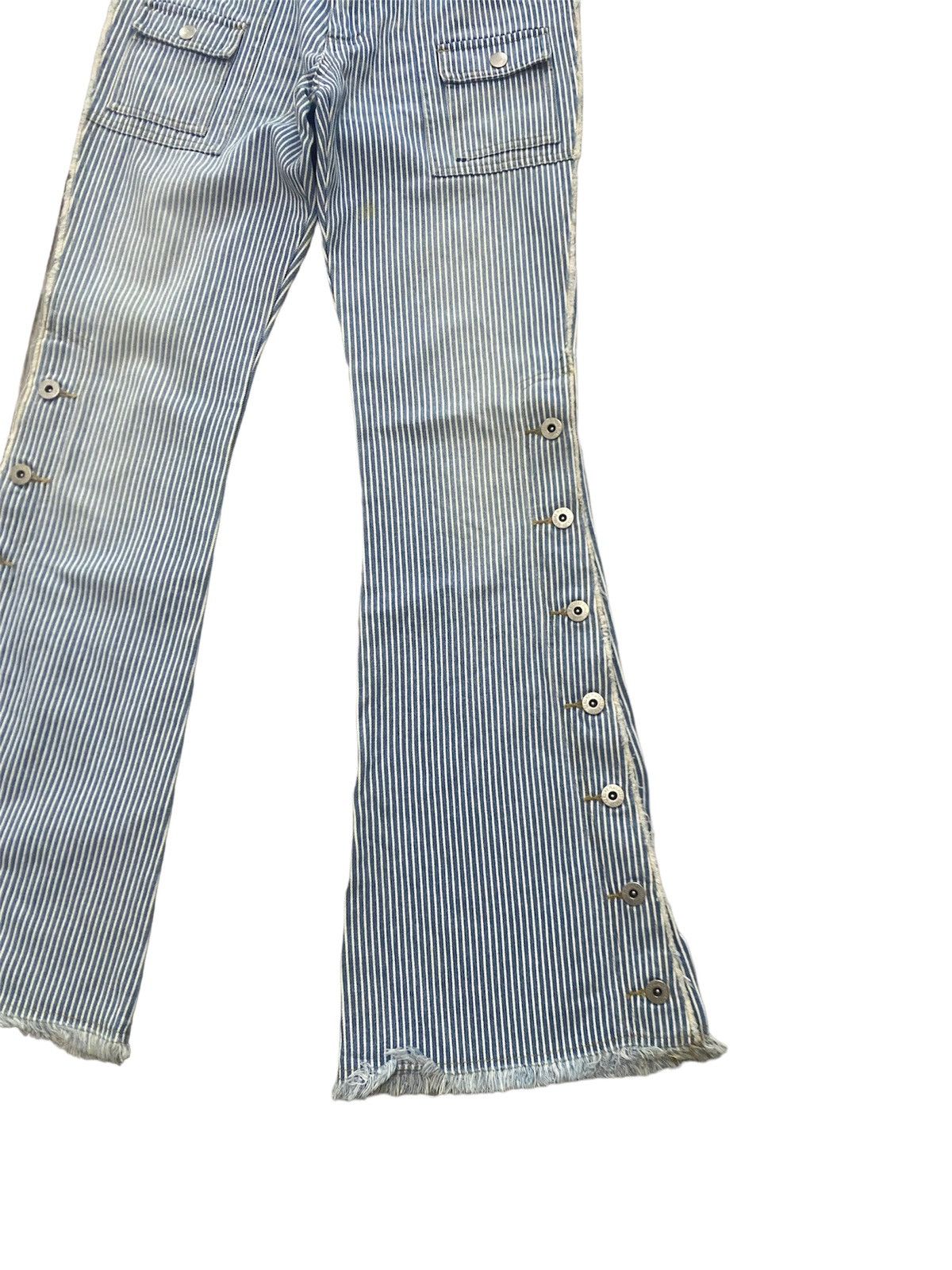 If Six Was Nine × Japanese Brand × KMRii Flare Jeans Jouer Aux Echecs Low Rise Stripe Bush Pants Size US 27 - 5 Thumbnail