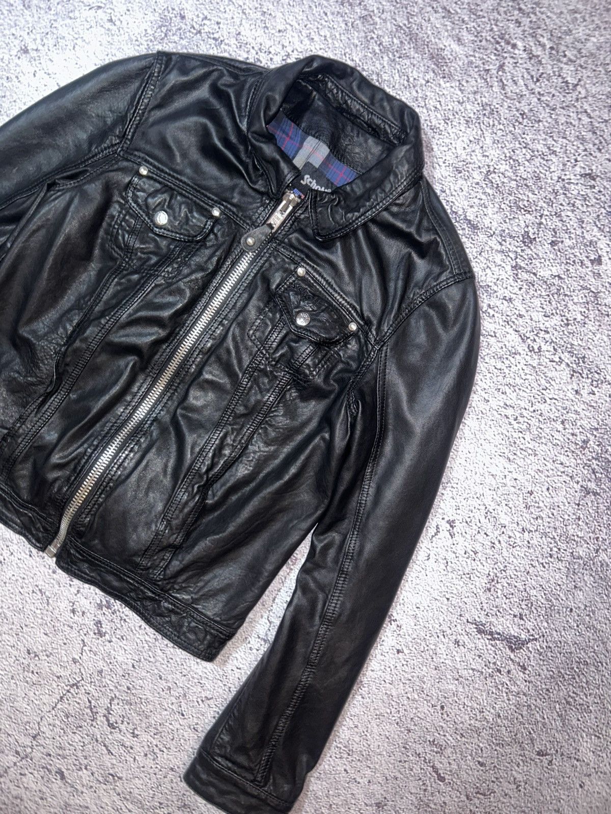 Schott Schott NYC Black Biker Jacket Leather Jacket Lambskin Size S / US 4 / IT 40 - 3 Thumbnail