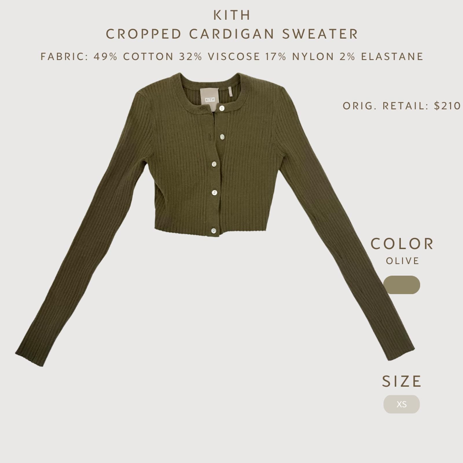 Kith Kith Cropped Ribbed Cardigan Olive XS Size XS / US 0-2 / IT 36-38 - 2 Thumbnail