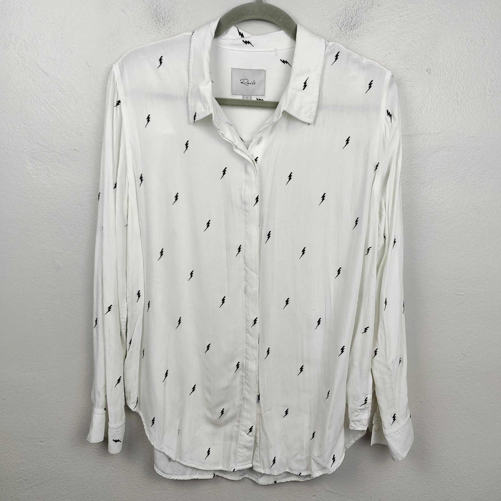 Rails Rails Taylor Shirt Womens Large White Black Lightning Size L / US 10 / IT 46 - 1 Thumbnail
