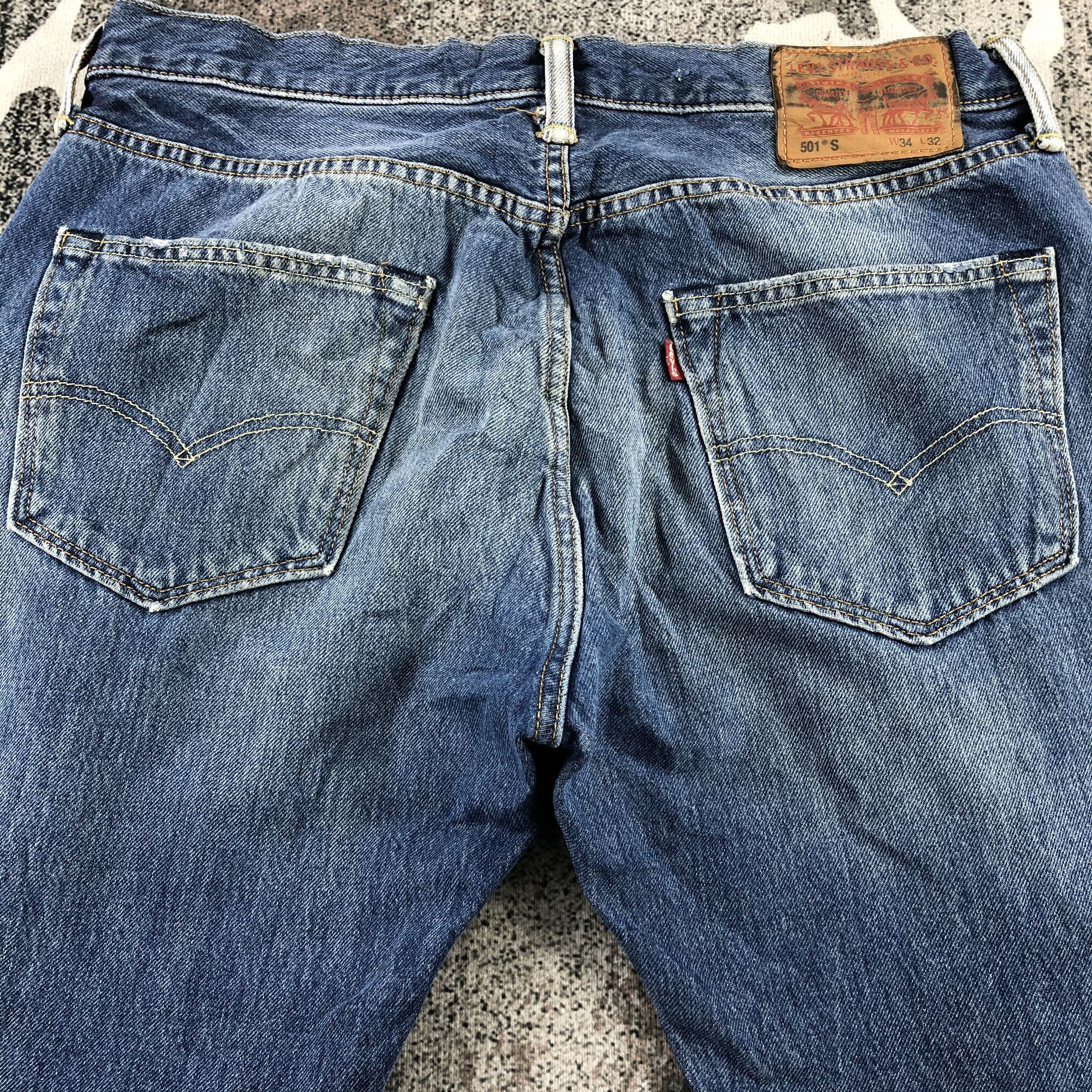 Levi's Vintage Levis 501 Jeans Distress Faded Blue Denim KJ1044 Size US 34 / EU 50 - 4 Thumbnail
