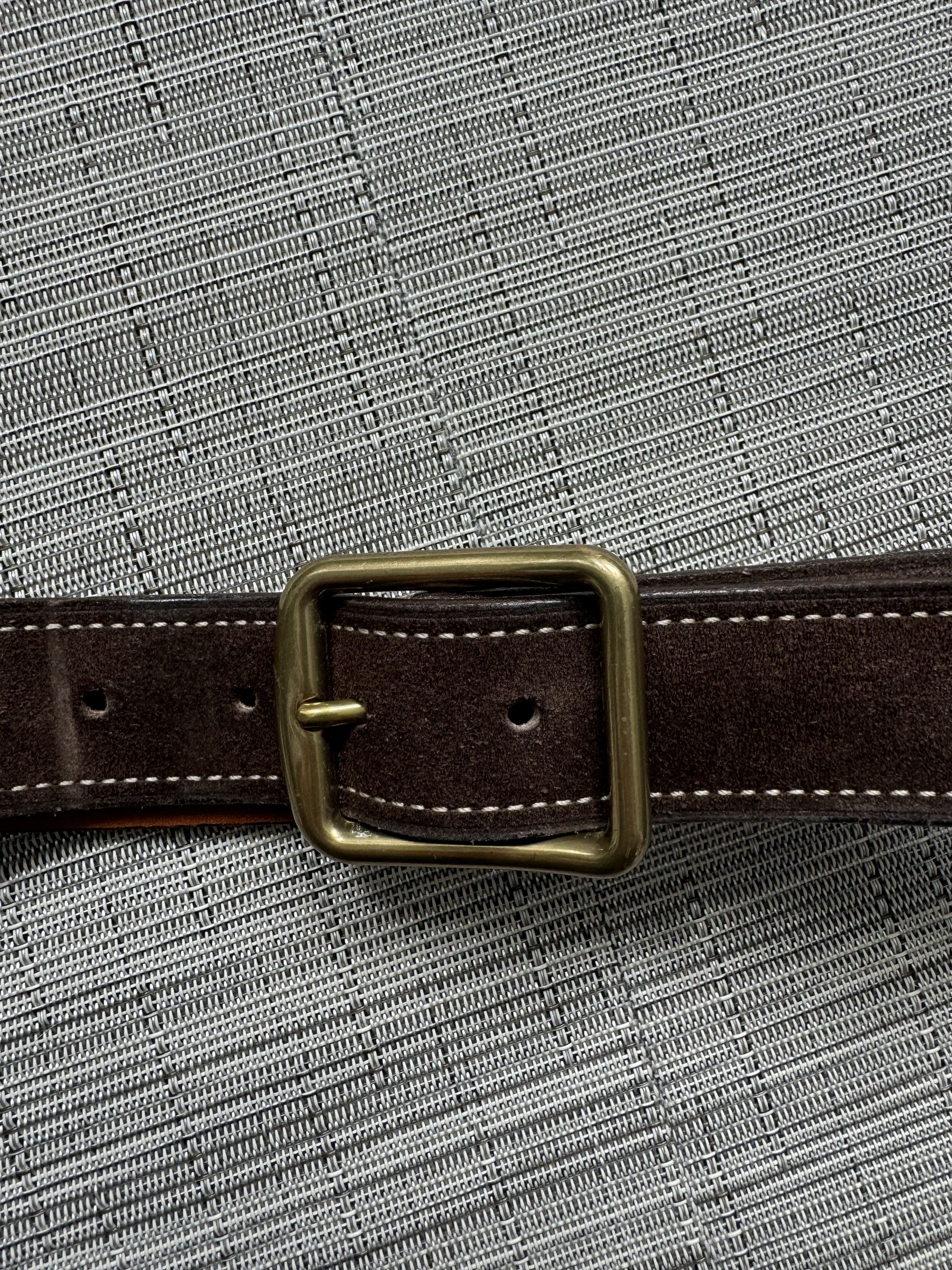 Barneys New York Brown Suede Belt With Gold Hardware Size 36 - 1 Thumbnail