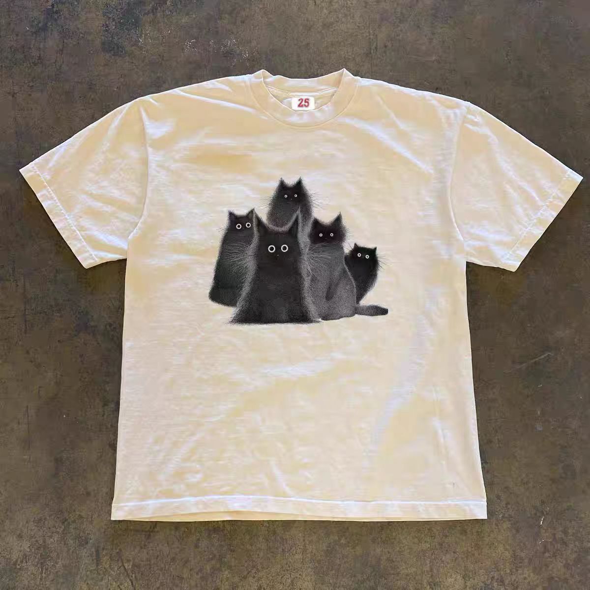 Japanese Brand × Vintage Washed retro black cat print loose t-shirt Size US M / EU 48-50 / 2 - 1 Thumbnail