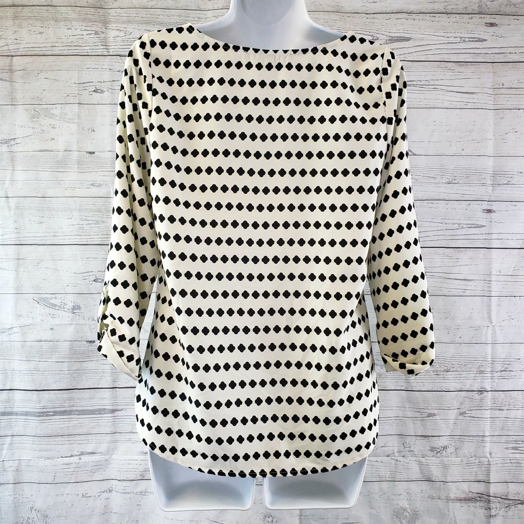 Vintage Brixon Ivy Womens Blouse Sz S 3/4 Sleeve Round Neck Black Ivy Clover Print Polyester Top Size S / US 4 / IT 40 - 3 Thumbnail
