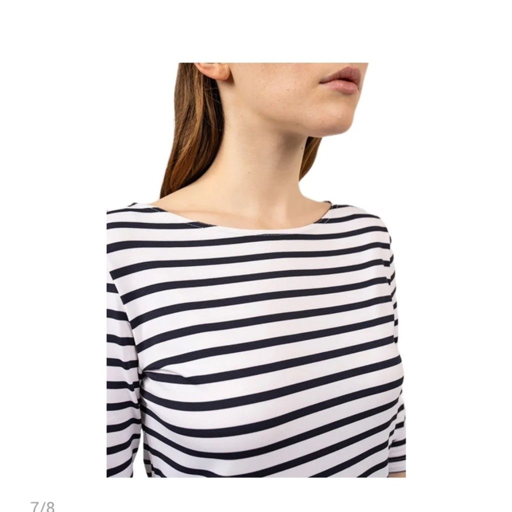 Saint James SAINT JAMES Stretch White Blue Midi Sheat Nautical Dress XS Size XS / US 0-2 / IT 36-38 - 4 Thumbnail