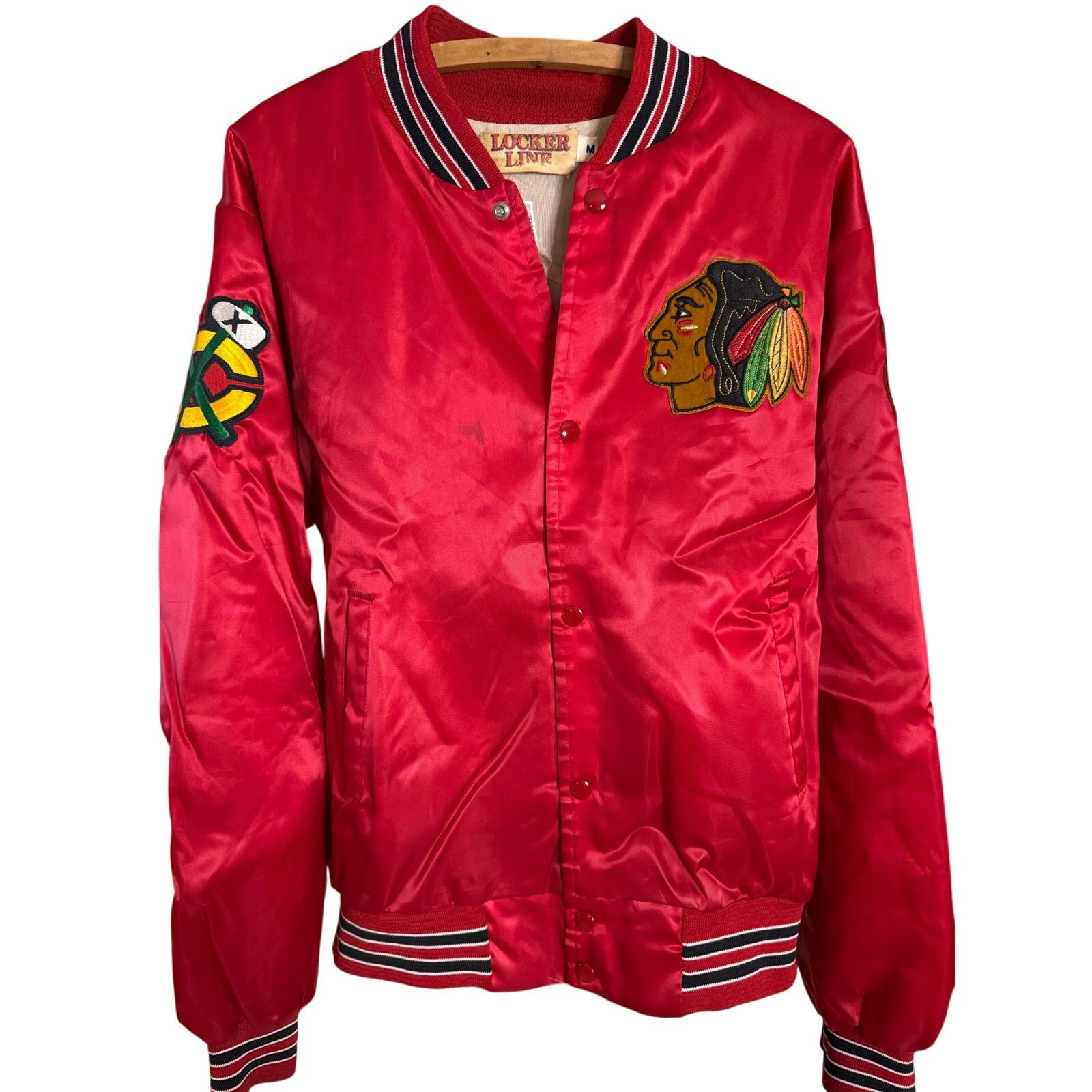 NHL Vintage Chicago Blackhawks Satin Bomber Jacket Size US M / EU 48-50 / 2 - 1 Thumbnail