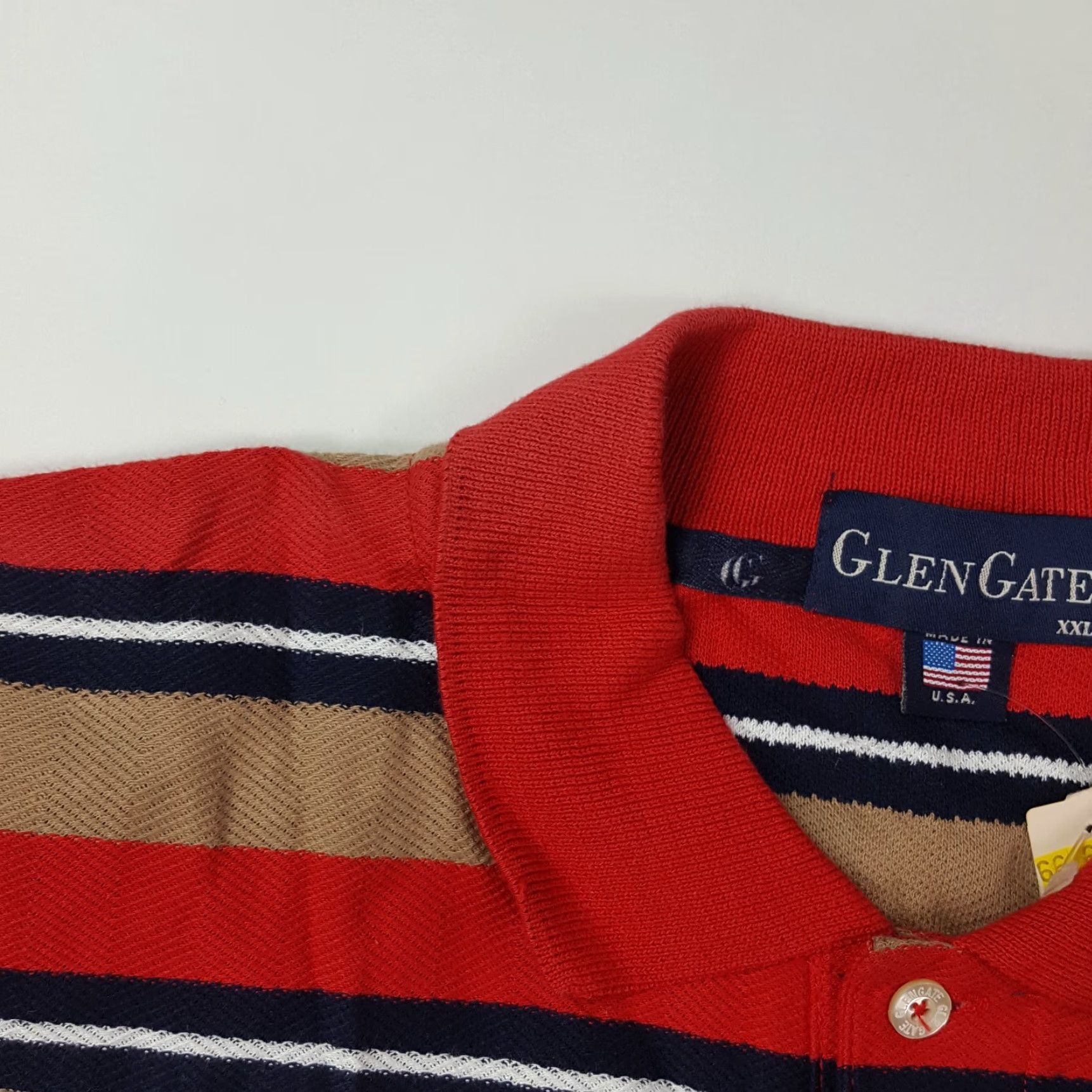 Vintage VINTAGE Glen Gate Polo Shirt Striped 2XL Red Short Sleeve Collared Casual Men’s Polo 90s Golf Grunge Retro Size US XXL / EU 58 / 5 - 4 Thumbnail